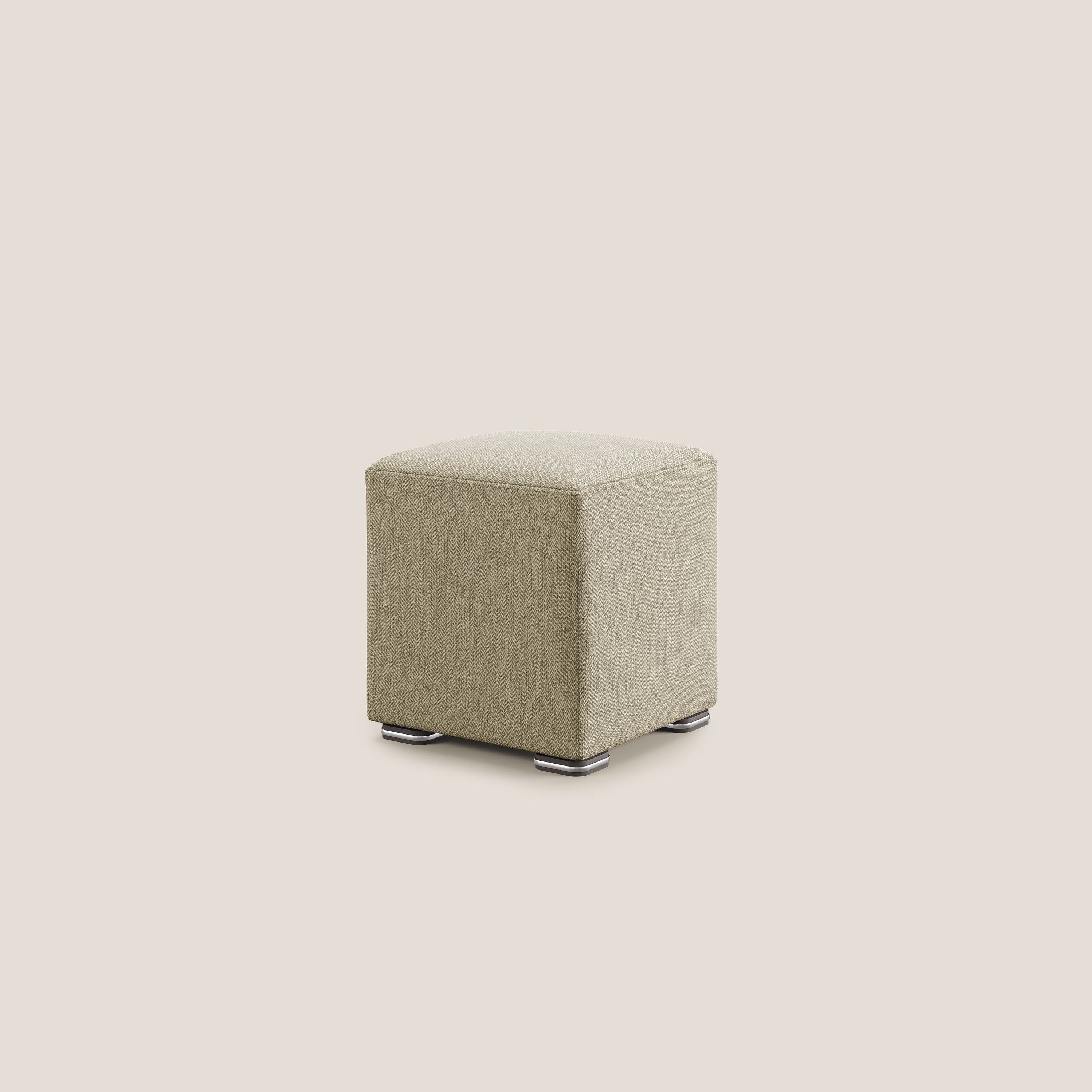 Cube pouf in tessuto morbido smacchiabile T05 cammello - divitt.sbs