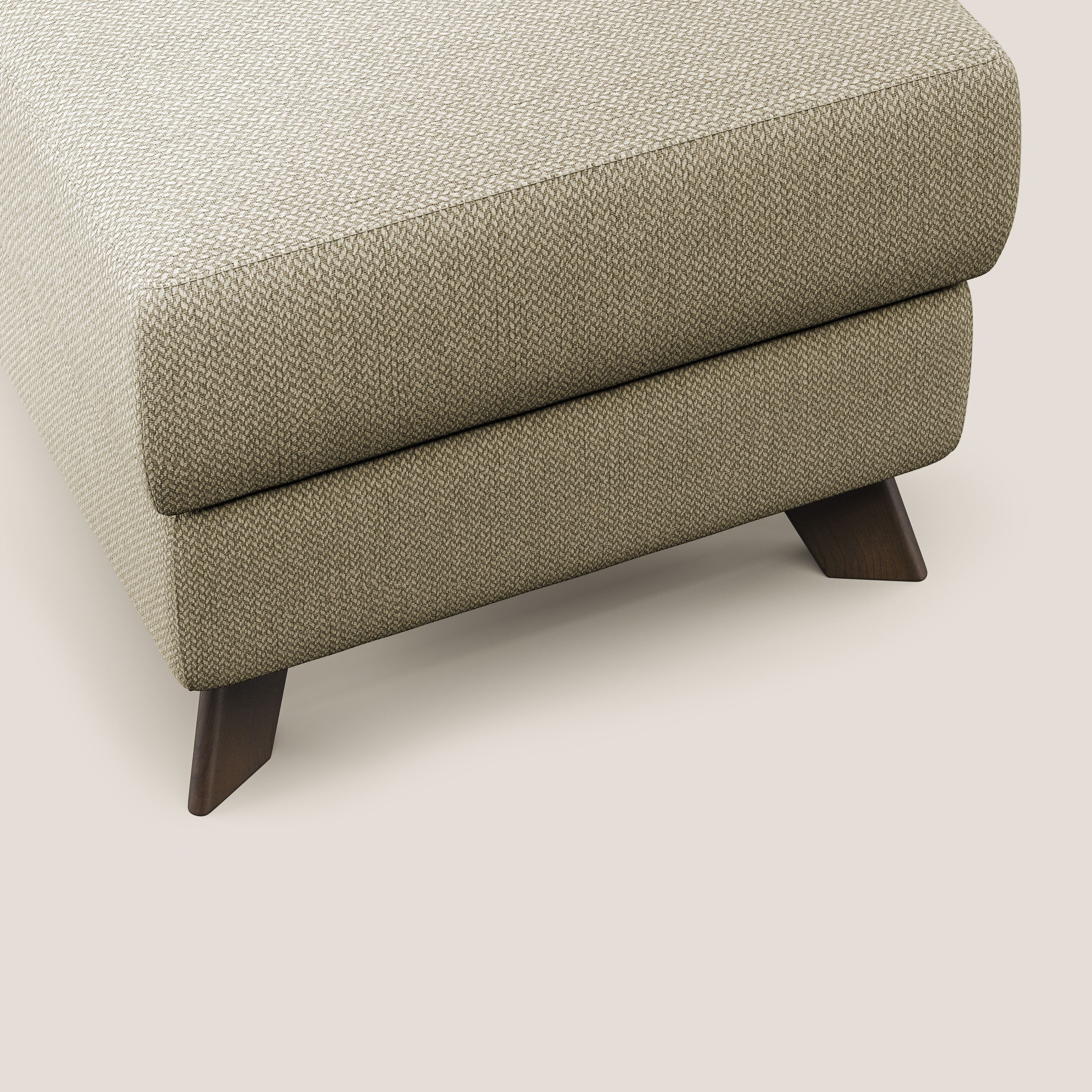 Moon Pouf contenitore e piedini alti in tessuto smacchiabile con acqua T05 cammello - divitt.sbs