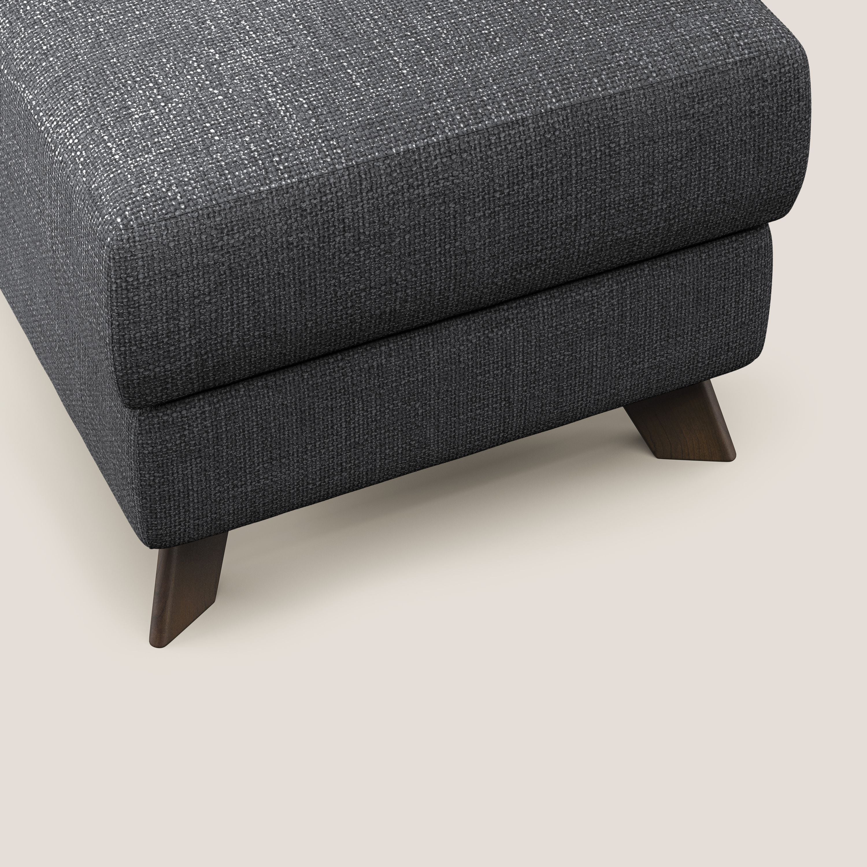 Moon Pouf contenitore e piedini alti in tessuto morbido ad intreccio soft-touch impermeabile T06 antracite - divitt.sbs