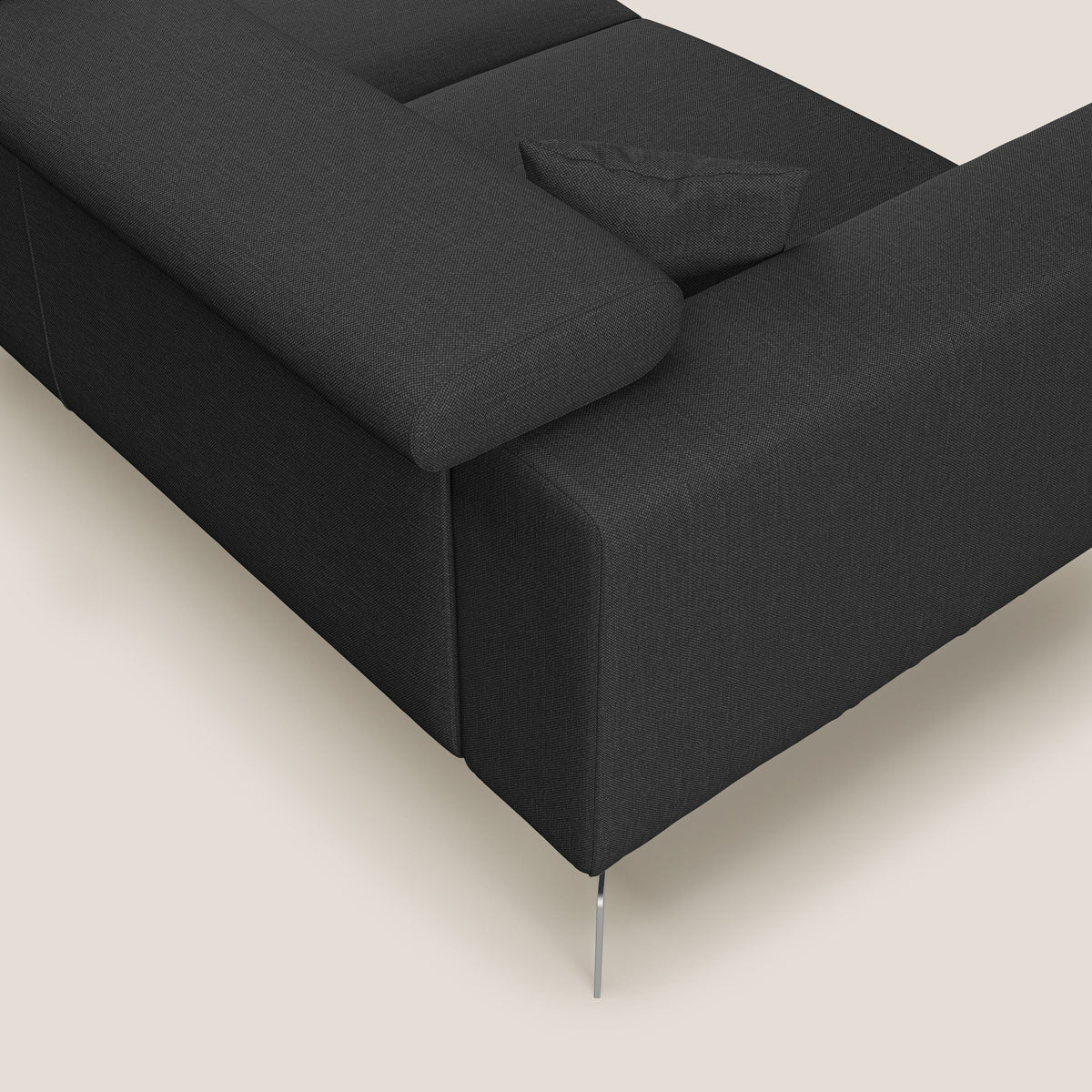 Blade Divano moderno angolare con poggiatesta reclinabili in tessuto impermeabile simil-cotone T13 antracite - divitt.sbs
