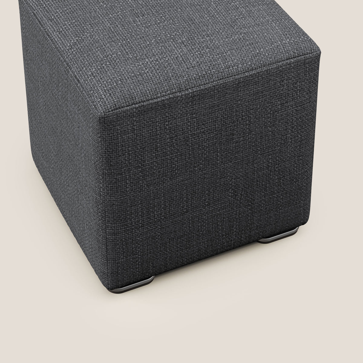 Cube pouf in morbido tessuto impermeabile ad intreccio melangiato T06 antracite - divitt.sbs