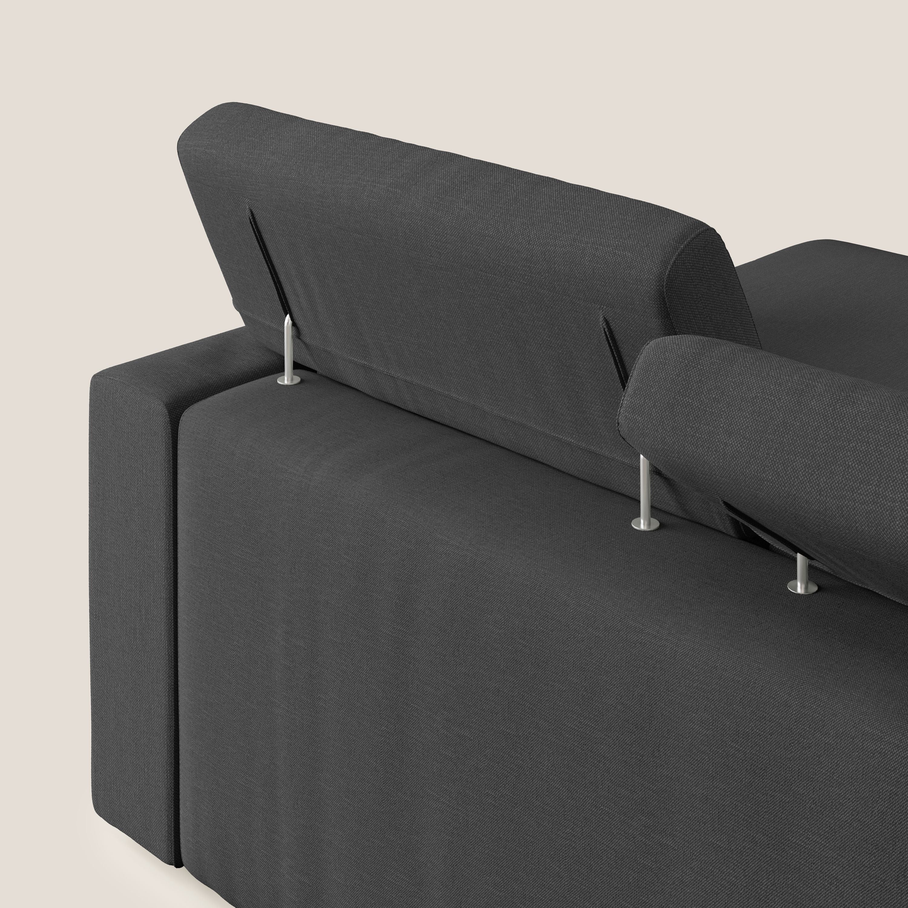 Dylan divano angolare con pouf estraibile poggiapiedi in tessuto simil cotone impermeabile T13 antracite - divitt.sbs