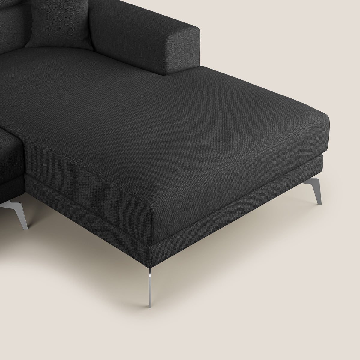 Blade Divano moderno angolare con poggiatesta reclinabili in tessuto impermeabile simil-cotone T13 antracite - divitt.sbs