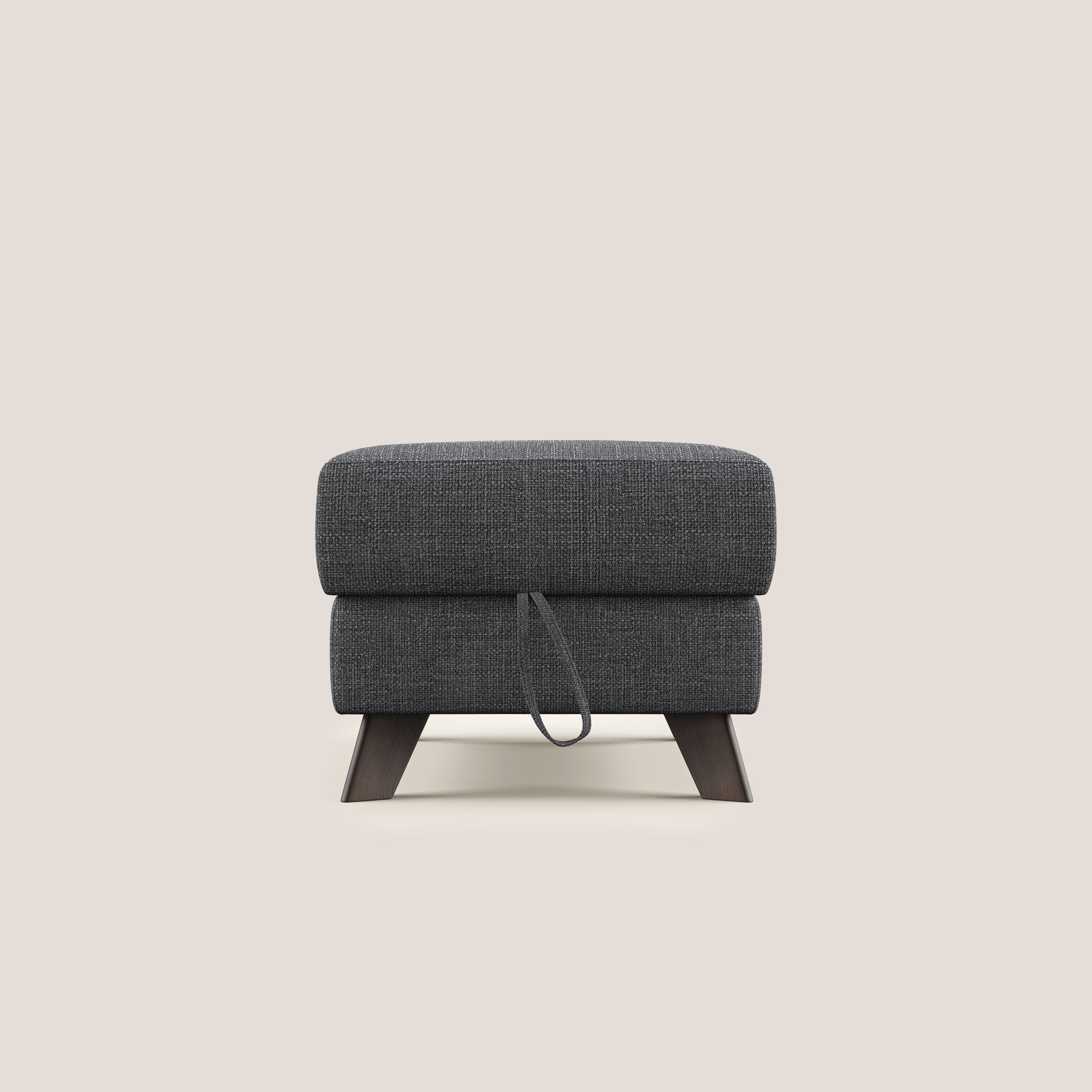 Moon Pouf contenitore e piedini alti in tessuto morbido ad intreccio soft-touch impermeabile T06 antracite - divitt.sbs