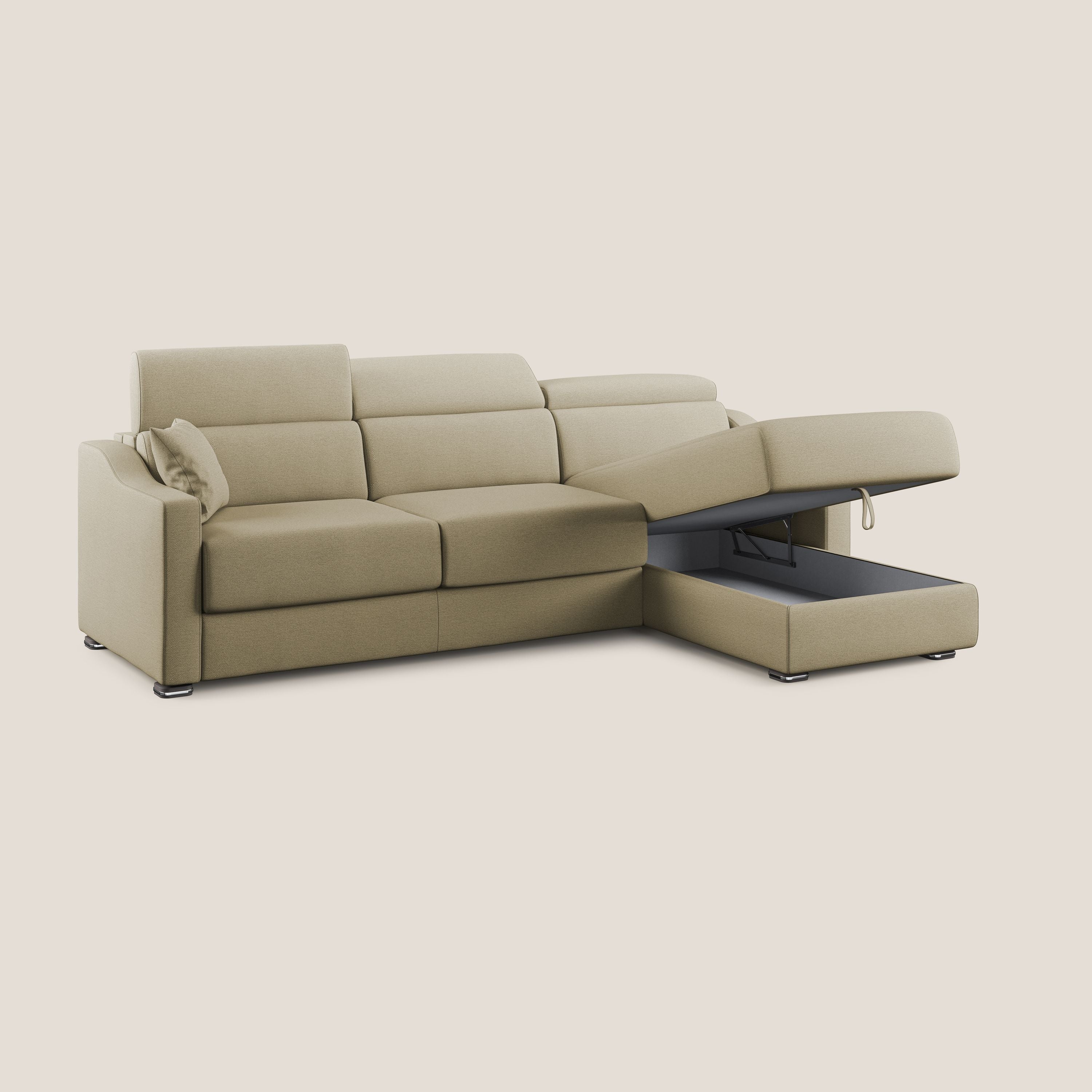 Amber divano letto angolare in tessuto smacchiabile T05 cammello - divitt.sbs