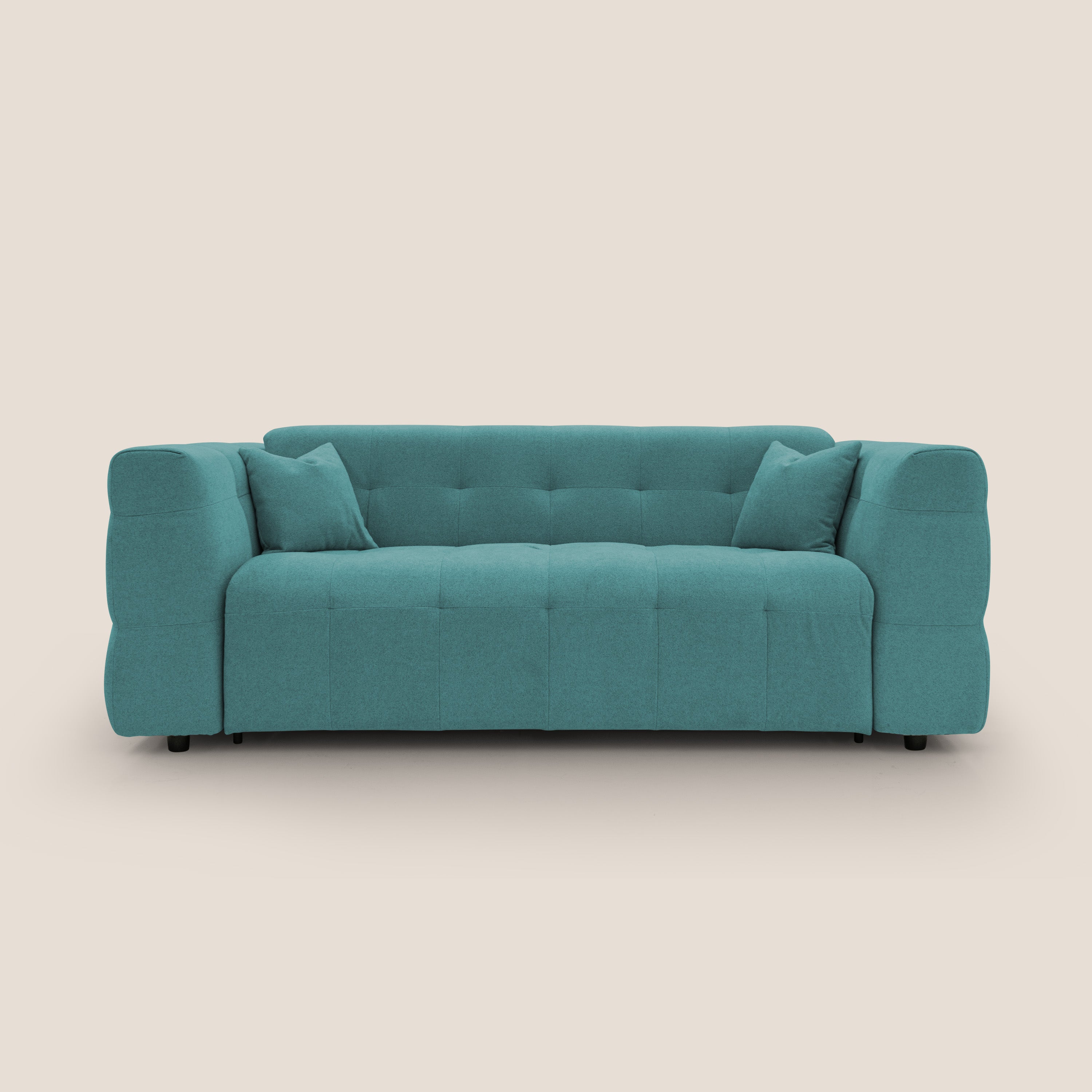 Tender Divano letto matrimoniale dal design innovativo in tessuto bouclet impermeabile T07 azzurro - divitt.sbs