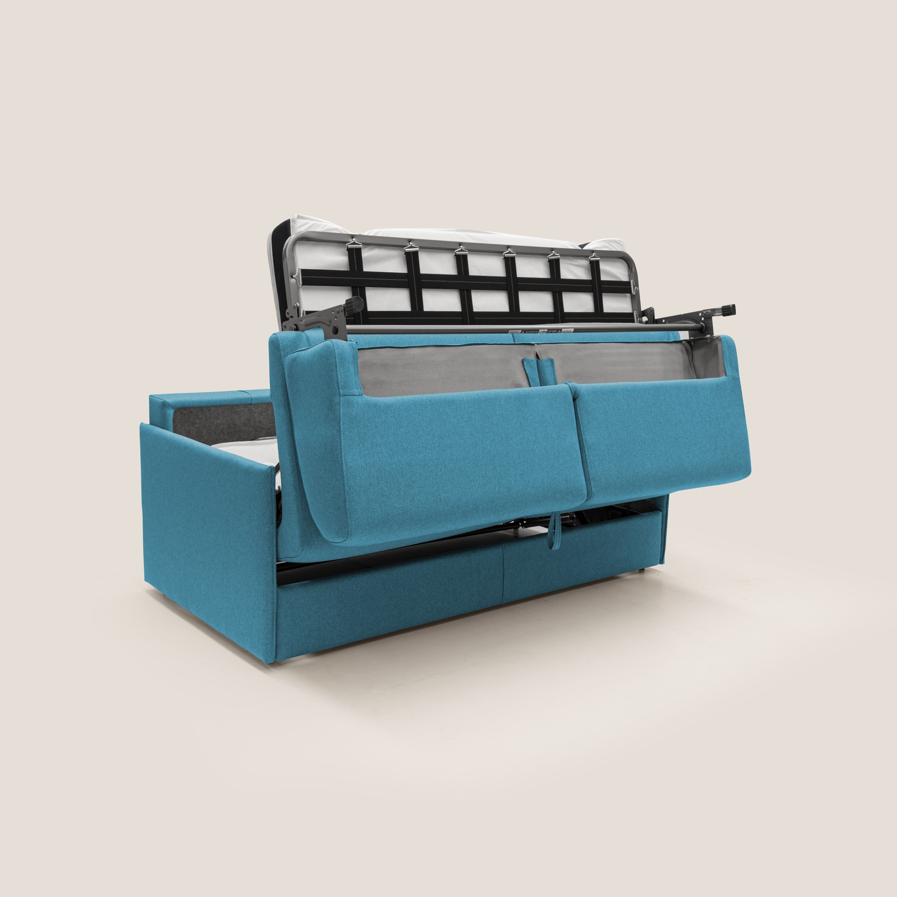 Evans Divano letto matrimoniale in tessuto impermeabile T13 azzurro - divitt.sbs