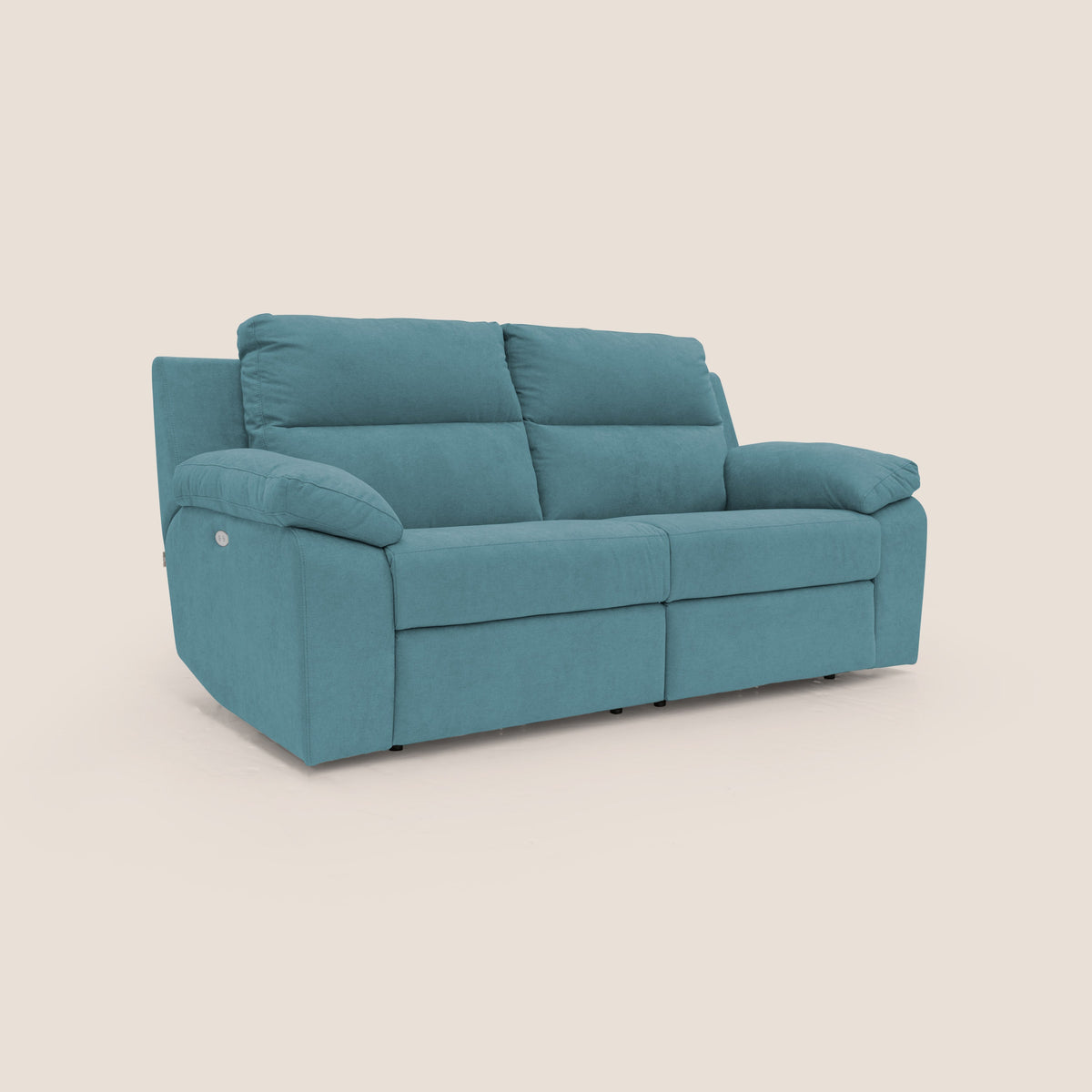 Romeo Divano relax con recliner elettrico in morbido tessuto impermeabile T02 azzurro - divitt.sbs