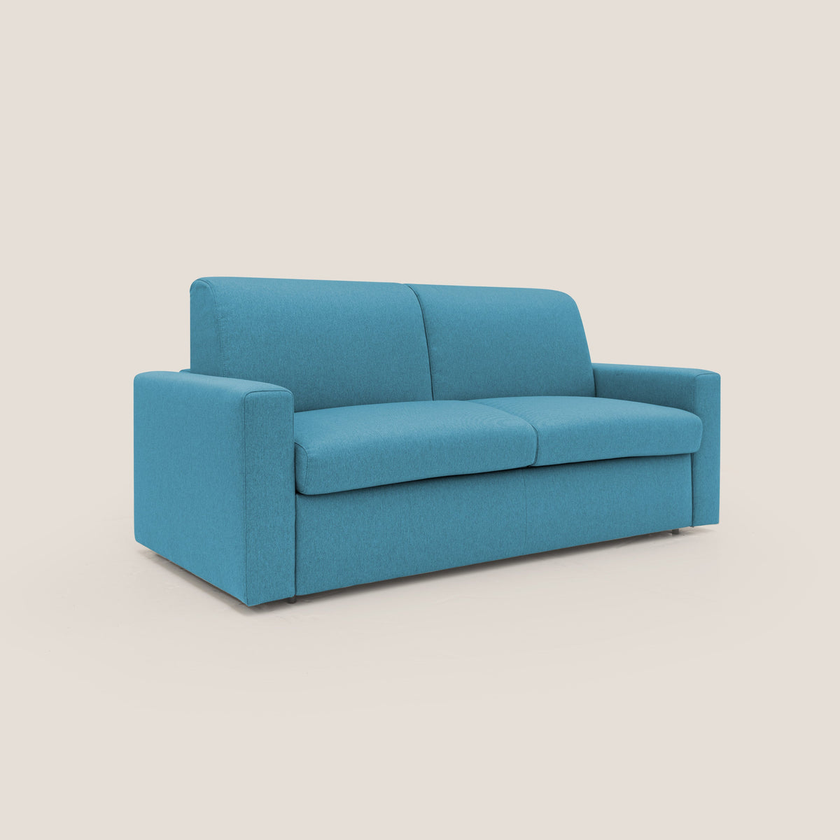 Kansas Divano letto matrimoniale alto 20 cm in tessuto impermeabile misto cotone T13 azzurro - divitt.sbs