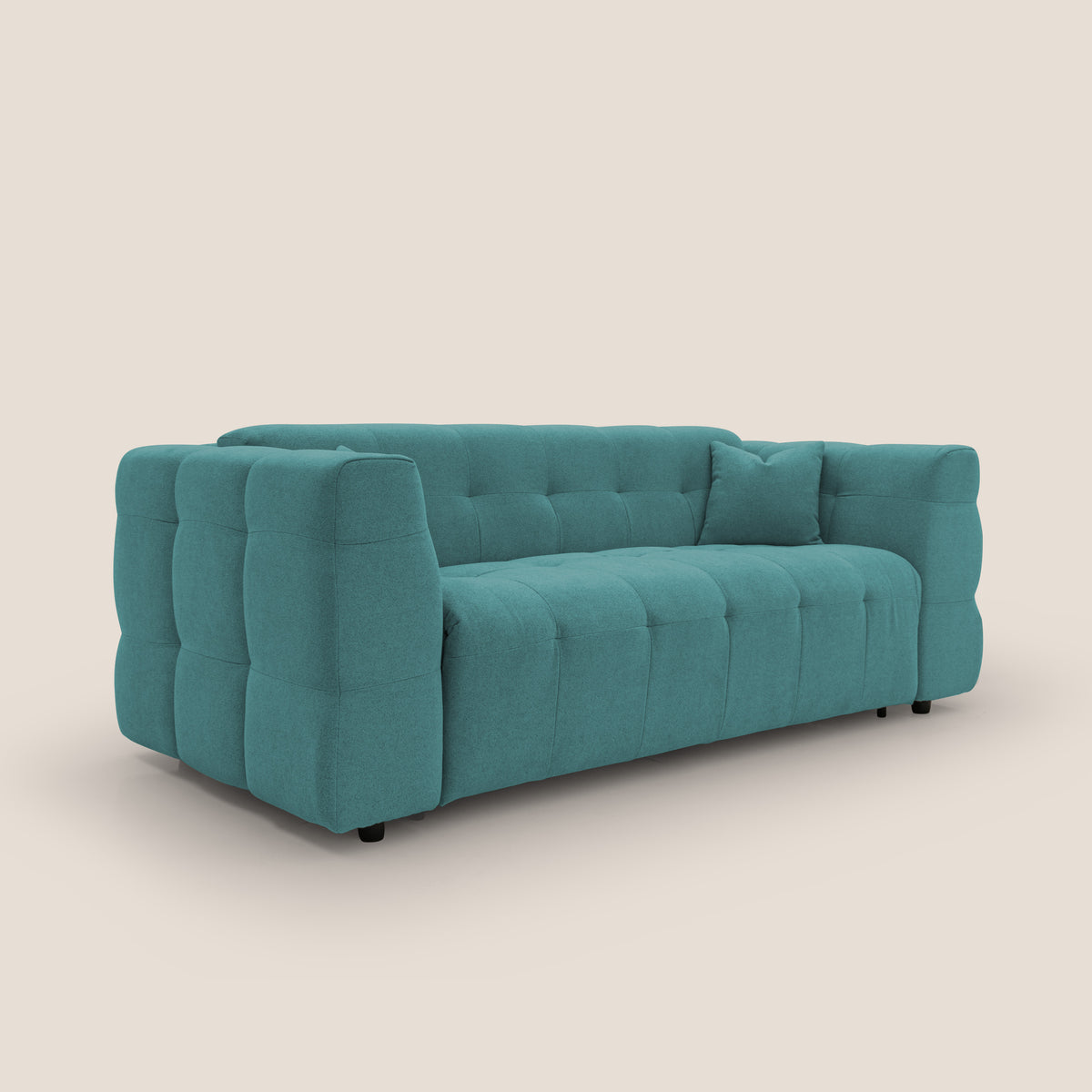 Tender Divano letto matrimoniale dal design innovativo in tessuto bouclet impermeabile T07 azzurro - divitt.sbs