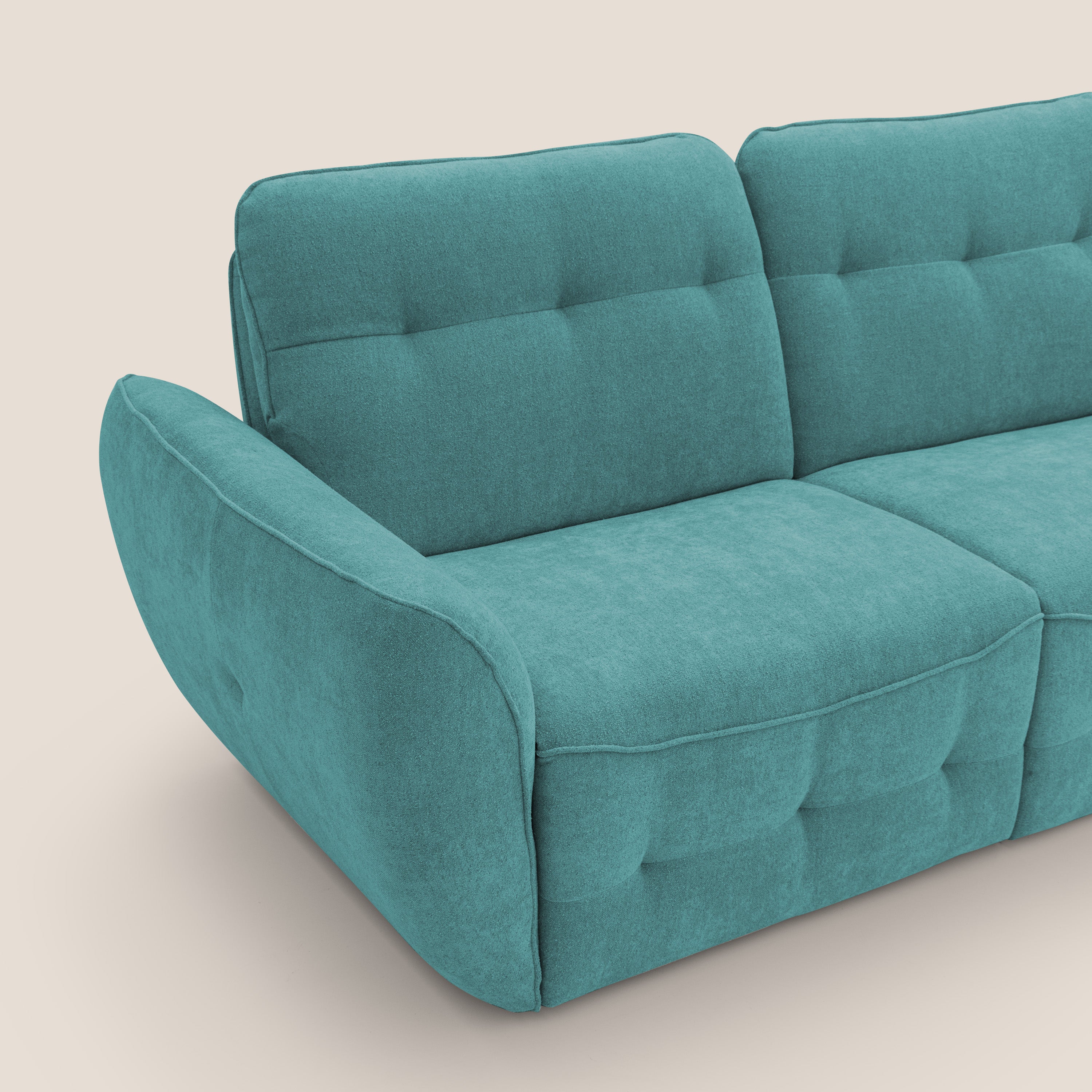 Cerbero divano 2 e 3 posti in morbido bouclé impermeabile T07 azzurro - divitt.sbs