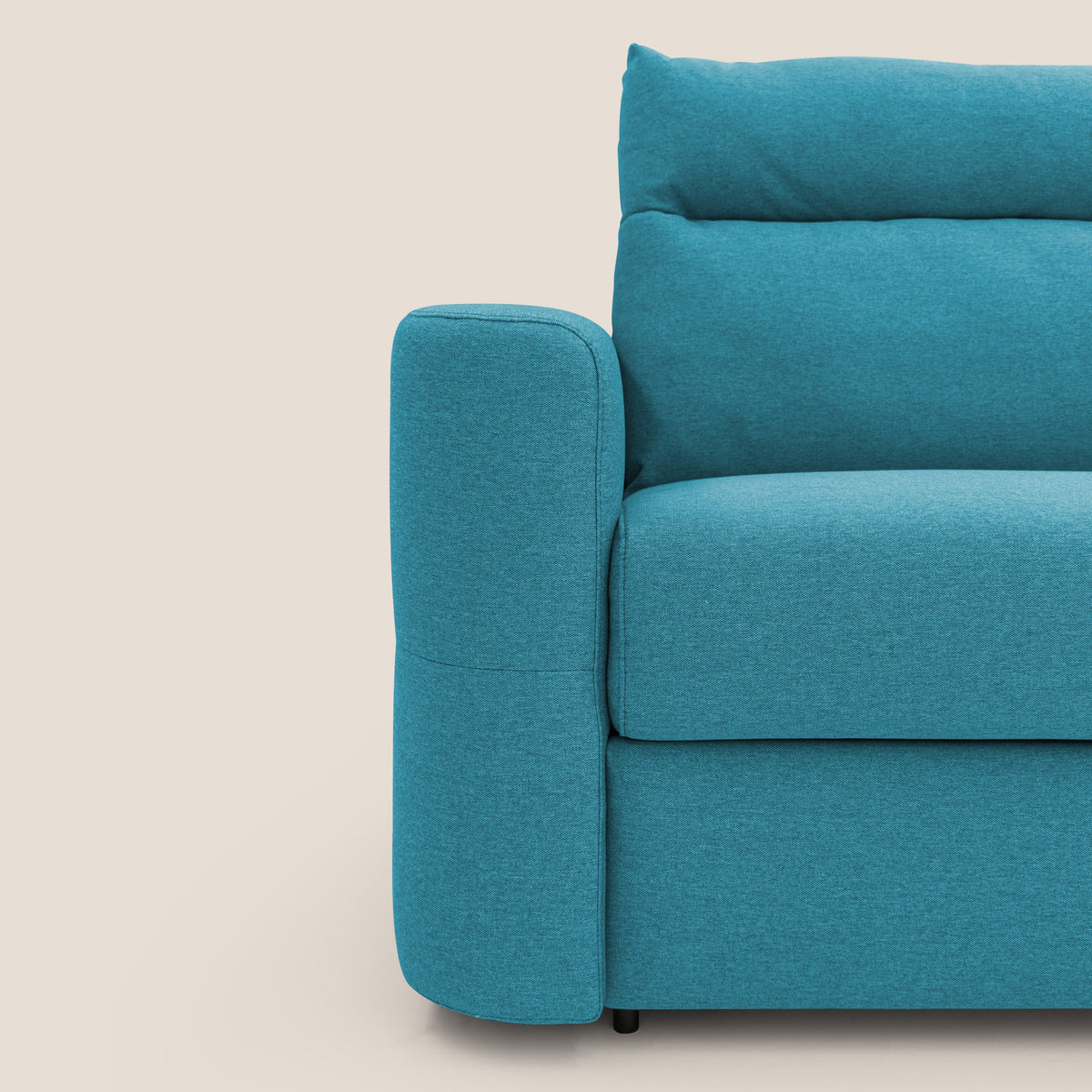 Cupido Divano letto materasso H18 cm e schienale alto in tessuto impermeabile simil cotone T13 azzurro - divitt.sbs