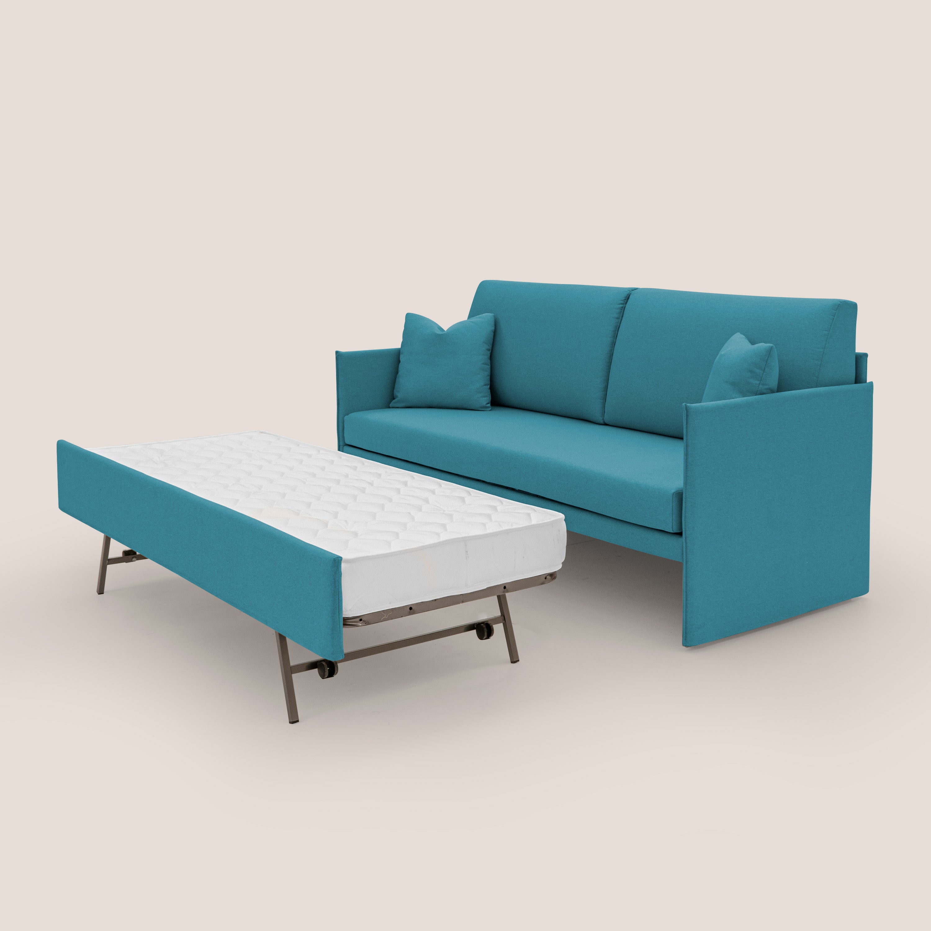 Tortona Divano duplex con doppio letto in tessuto simil cotone impermeabile T13 azzurro - divitt.sbs