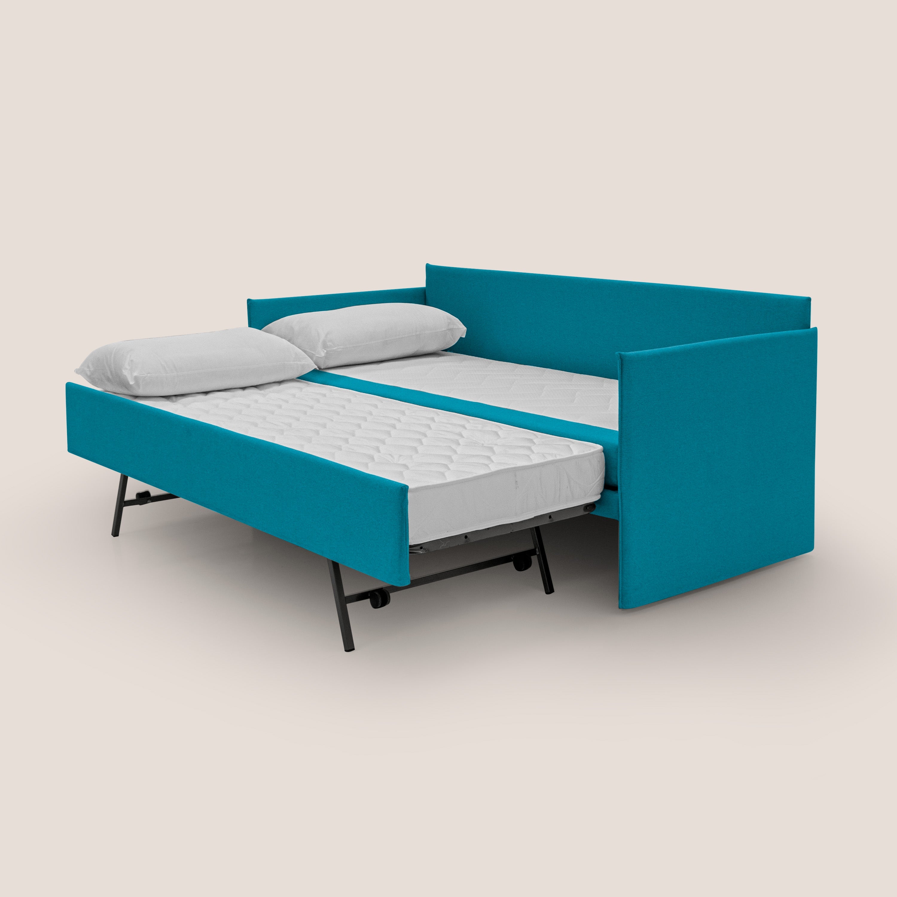 Tortona Divano duplex con doppio letto in tessuto simil cotone impermeabile T13 azzurro - divitt.sbs
