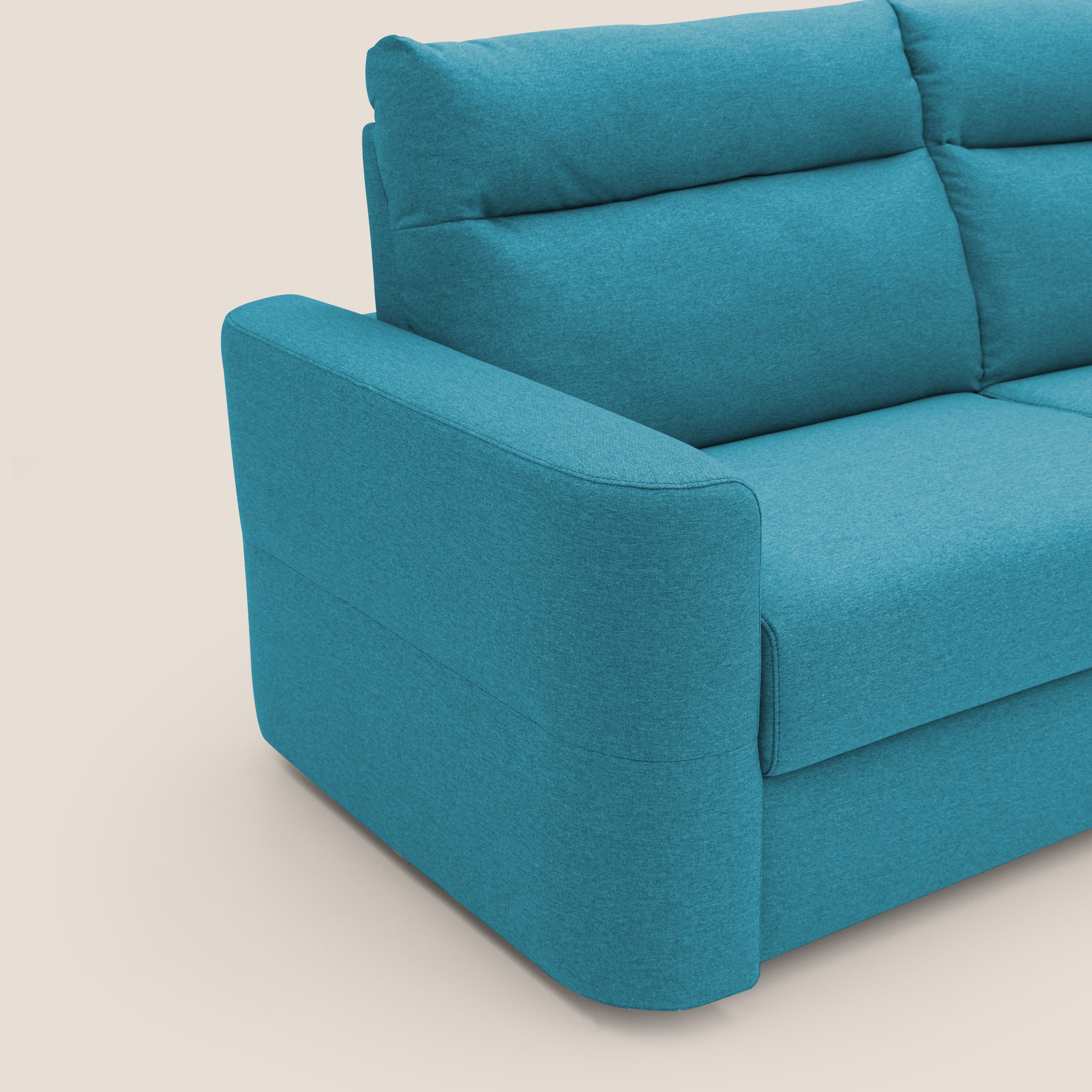 Cupido Divano letto materasso H18 cm e schienale alto in tessuto impermeabile simil cotone T13 azzurro - divitt.sbs