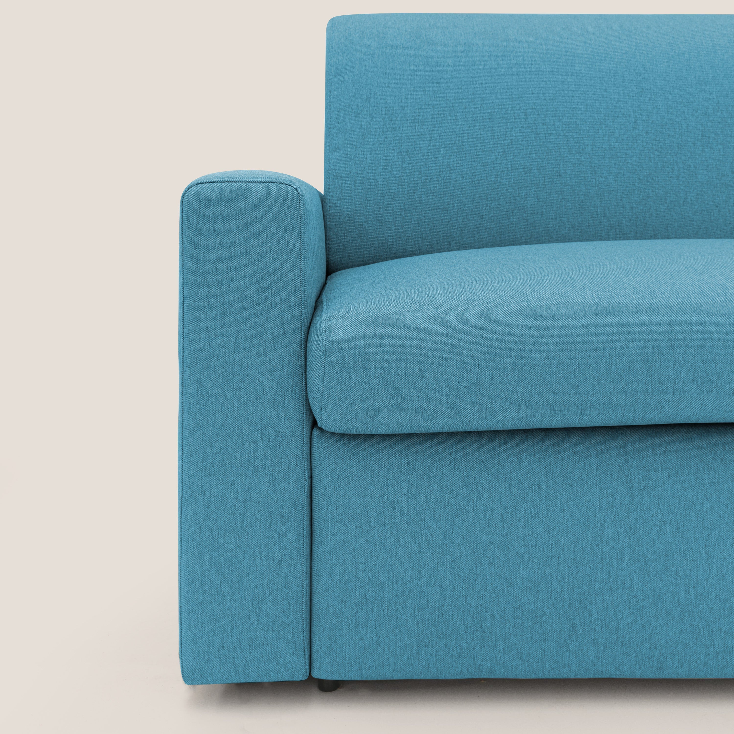 Kansas Divano letto matrimoniale alto 20 cm in tessuto impermeabile misto cotone T13 azzurro - divitt.sbs