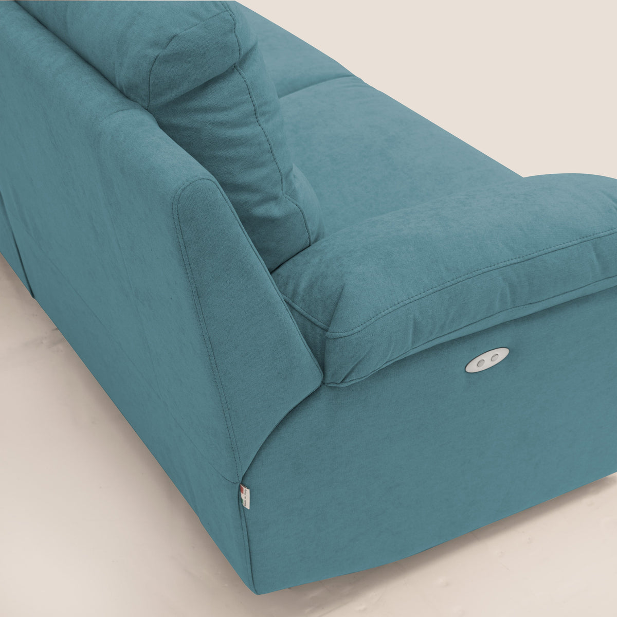 Romeo Divano relax con recliner elettrico in morbido tessuto impermeabile T02 azzurro - divitt.sbs