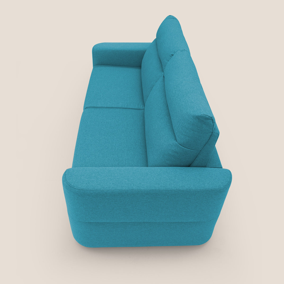 Cupido Divano letto materasso H18 cm e schienale alto in tessuto impermeabile simil cotone T13 azzurro - divitt.sbs