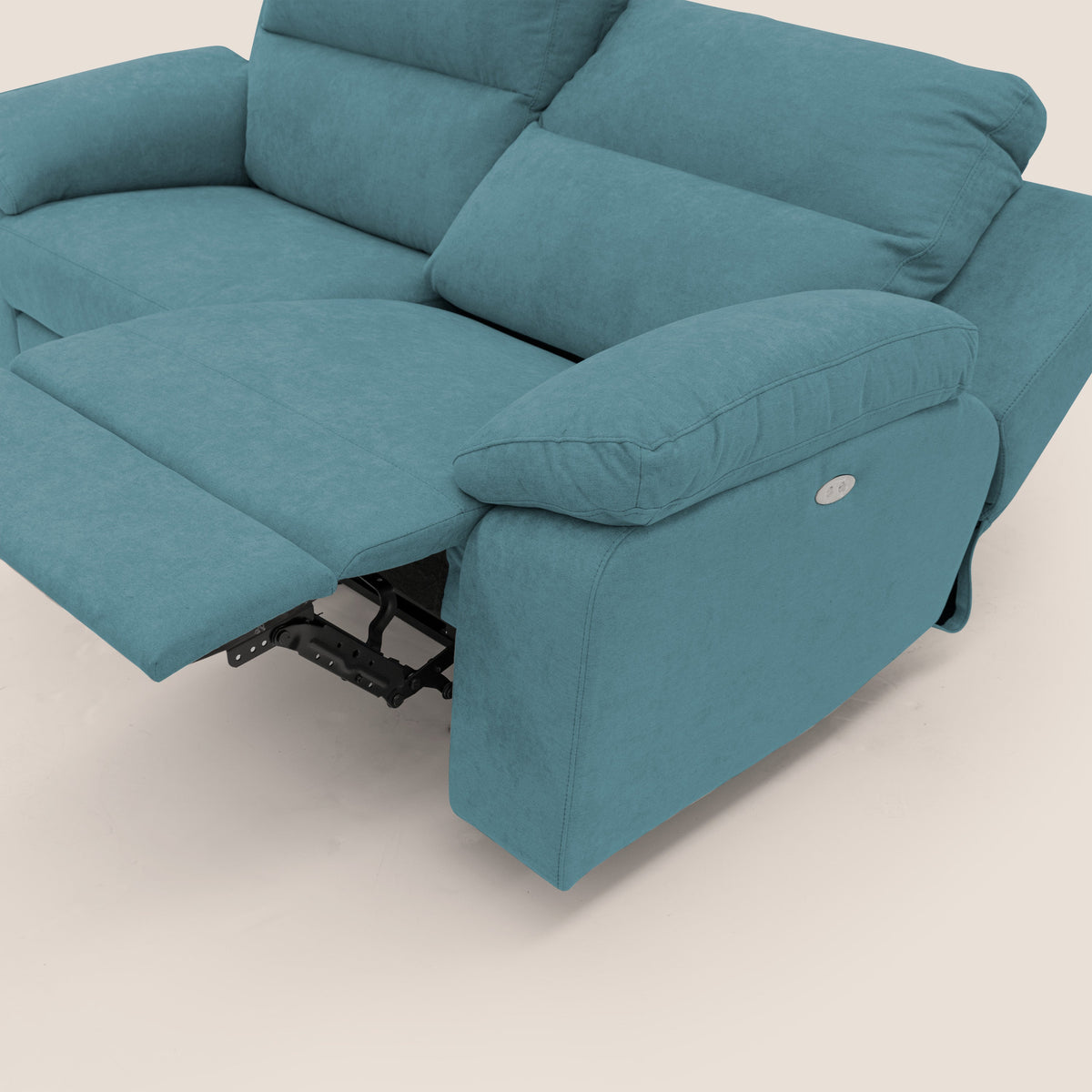 Romeo Divano relax con recliner elettrico in morbido tessuto impermeabile T02 azzurro - divitt.sbs