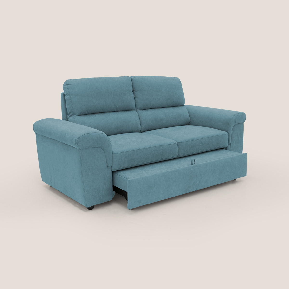 Minerva divano con pouf estraibile poggiapiedi in tessuto morbido impermeabile T02 azzurro - divitt.sbs