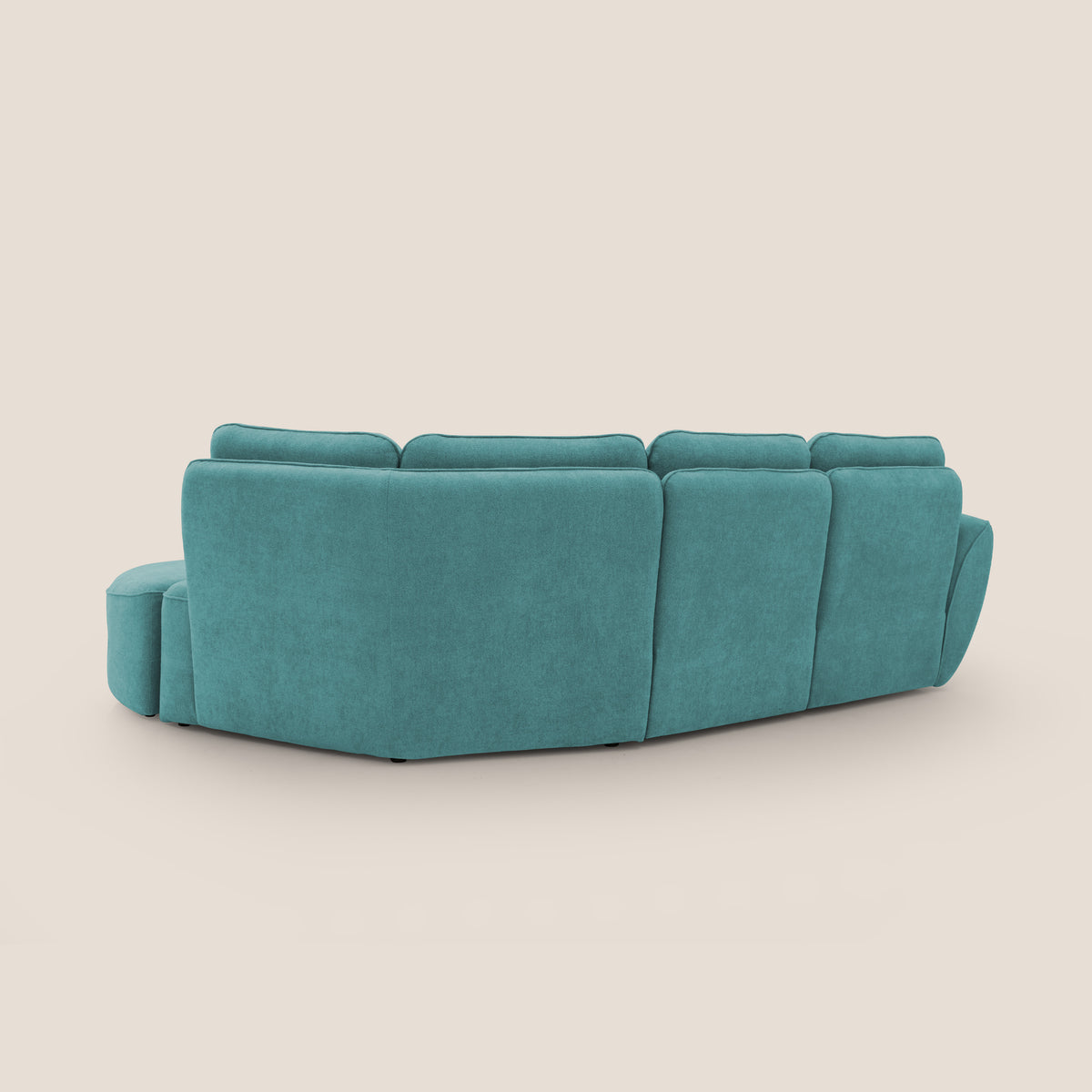 Cerbero divano angolare con pouf mobile in morbido bouclé impermeabile T07 azzurro - divitt.sbs