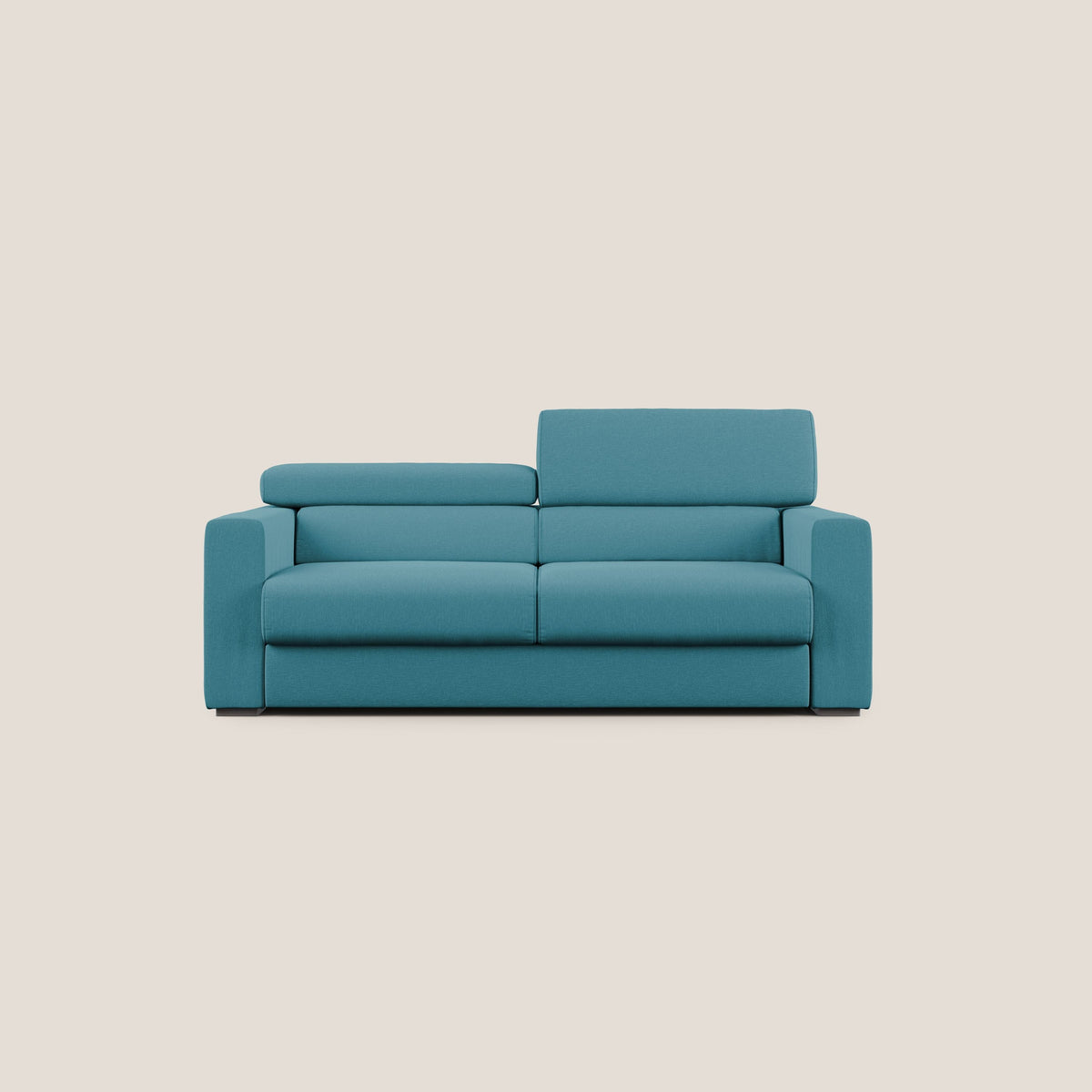 Dylan divano allungabile con pouf estraibile poggiapiedi in tessuto simil cotone impermeabile T13 azzurro - divitt.sbs