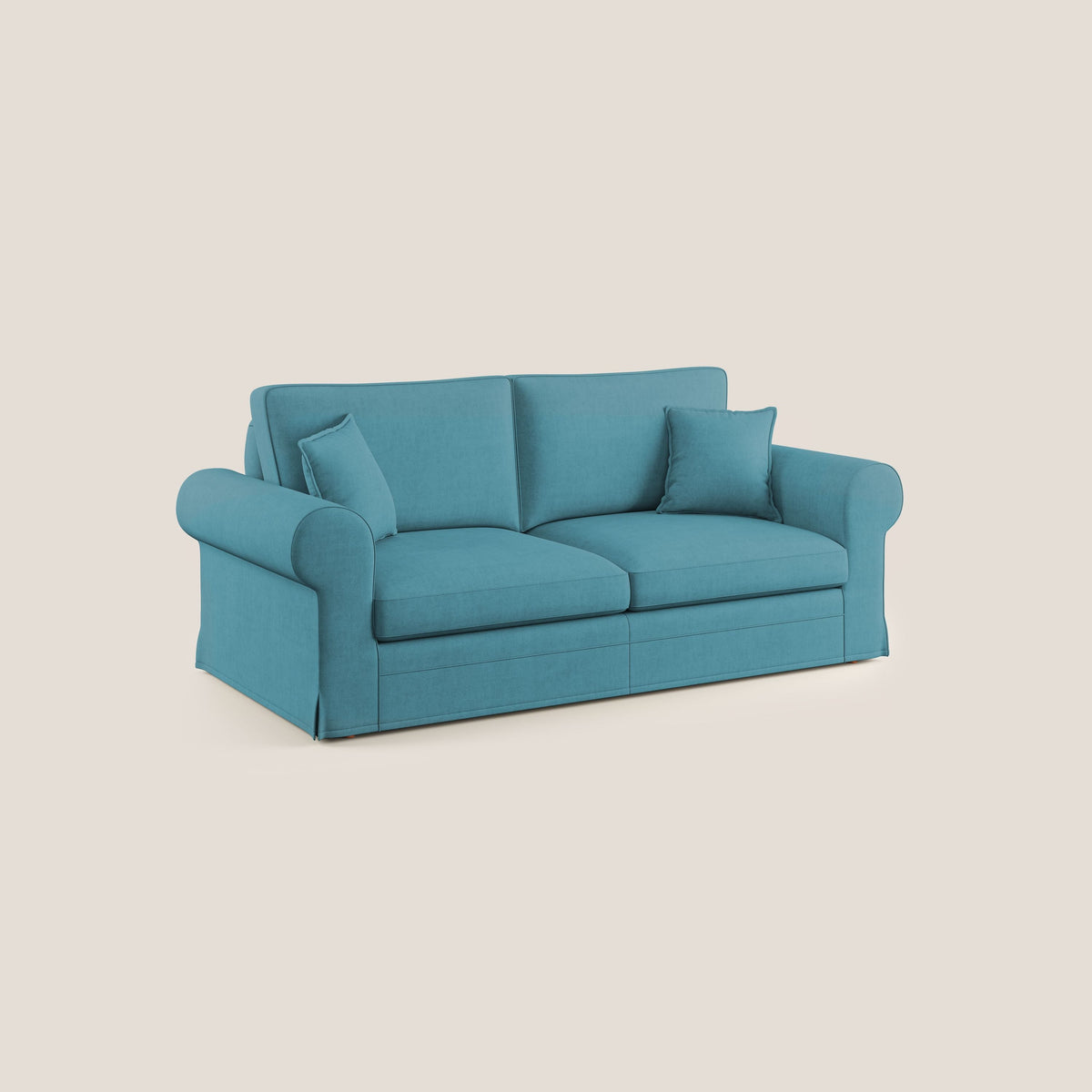 Lady divano classico in piuma d'oca realizzato con tessuto impermeabile T02 azzurro - divitt.sbs