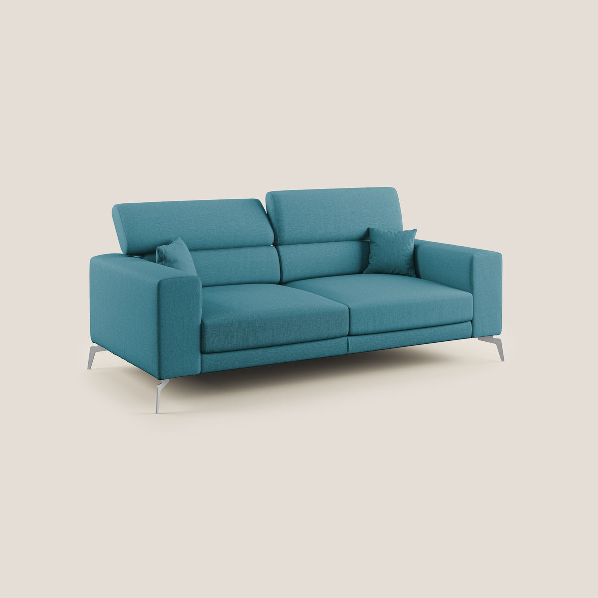 Blade Divano con poggiatesta reclinabili in tessuto impermeabile misto cotone T13 azzurro - divitt.sbs