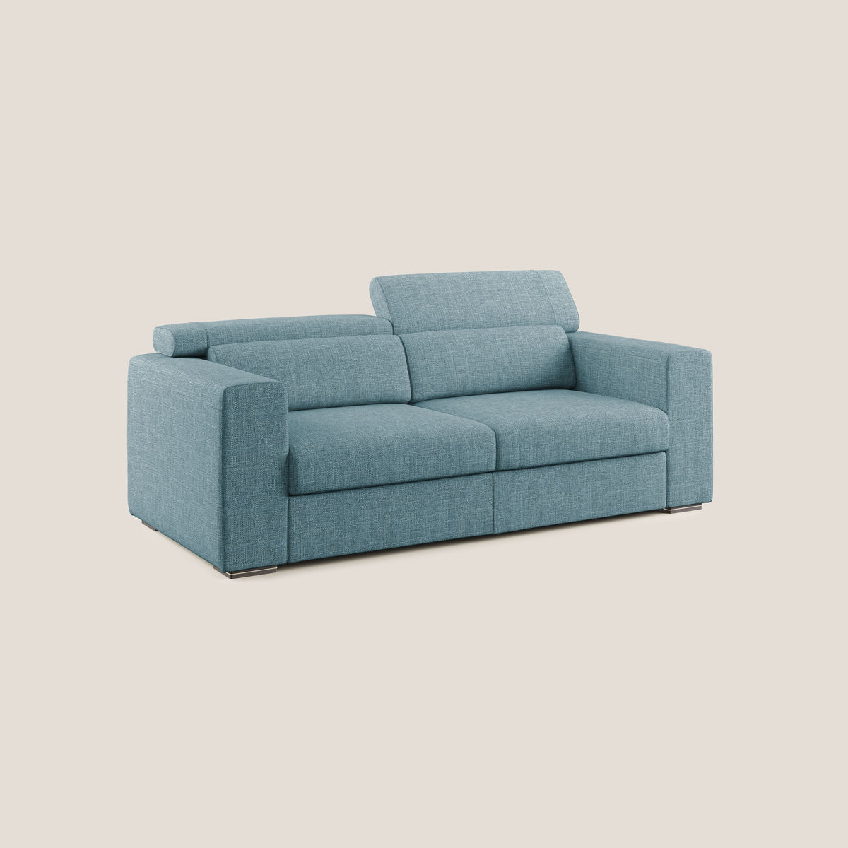 Vegas divano con poggiatesta reclinabili in morbido tessuto impermeabile T06 azzurro - divitt.sbs