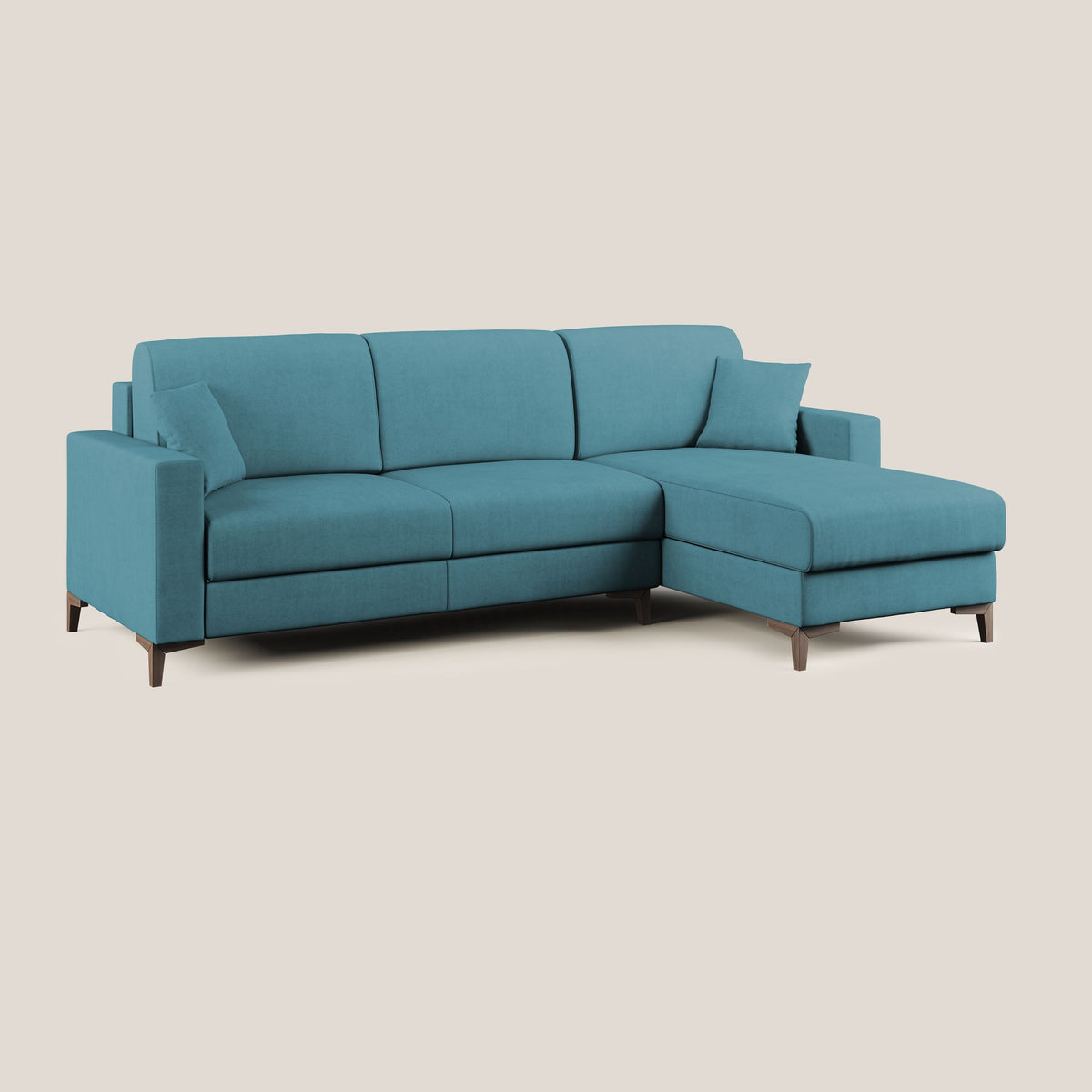 Kafka divano letto angolare in morbido tessuto impermeabile T02 azzurro - divitt.sbs