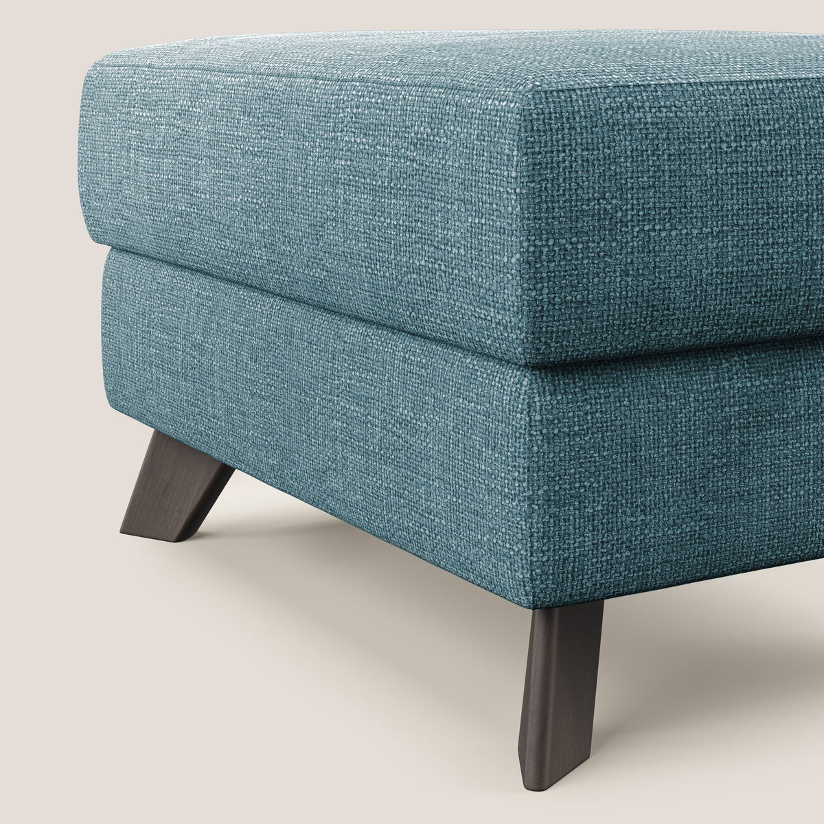 Moon Pouf contenitore e piedini alti in tessuto morbido ad intreccio soft-touch impermeabile T06 azzurro - divitt.sbs