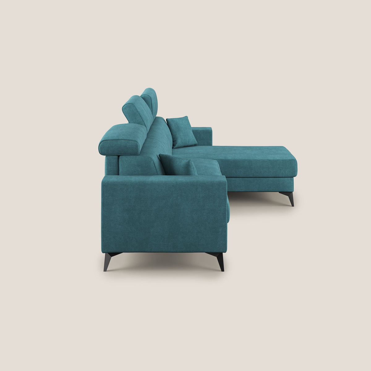Pegaso divano letto angolare con poggiatesta reclinabili e rivestimento impermeabile T02 azzurro - divitt.sbs
