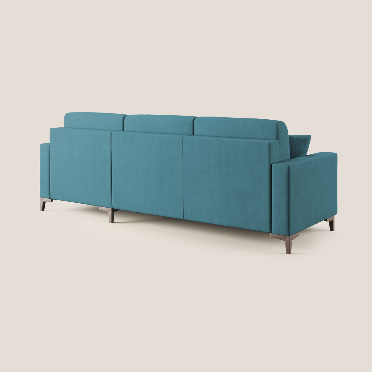Kafka divano letto angolare in morbido tessuto impermeabile T02 azzurro - divitt.sbs