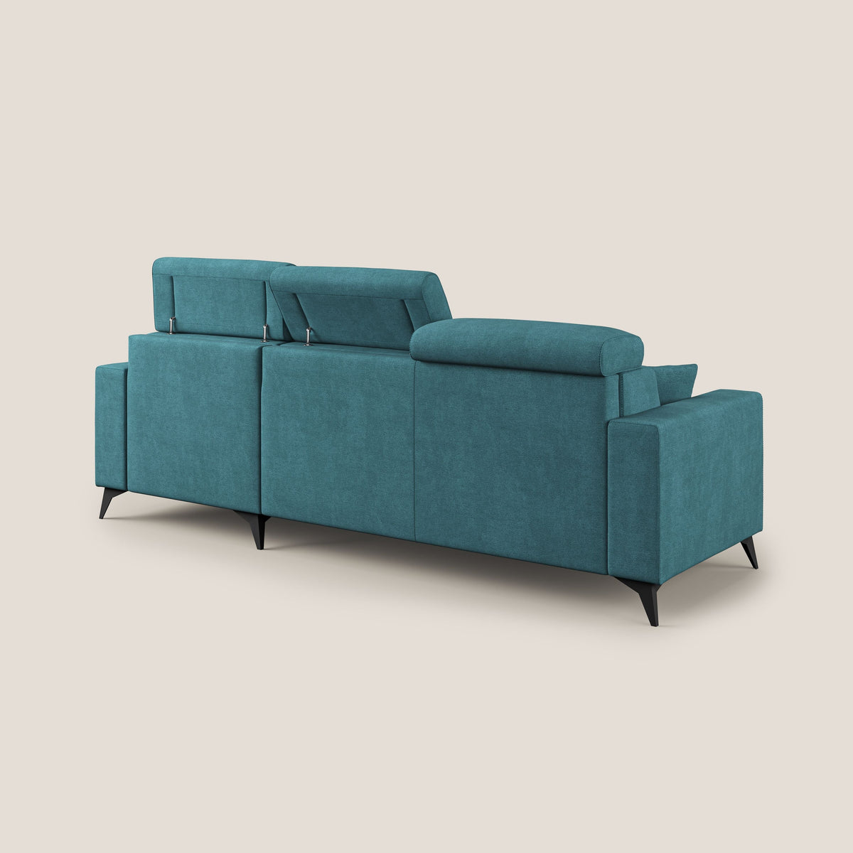 Pegaso divano letto angolare con poggiatesta reclinabili e rivestimento impermeabile T02 azzurro - divitt.sbs