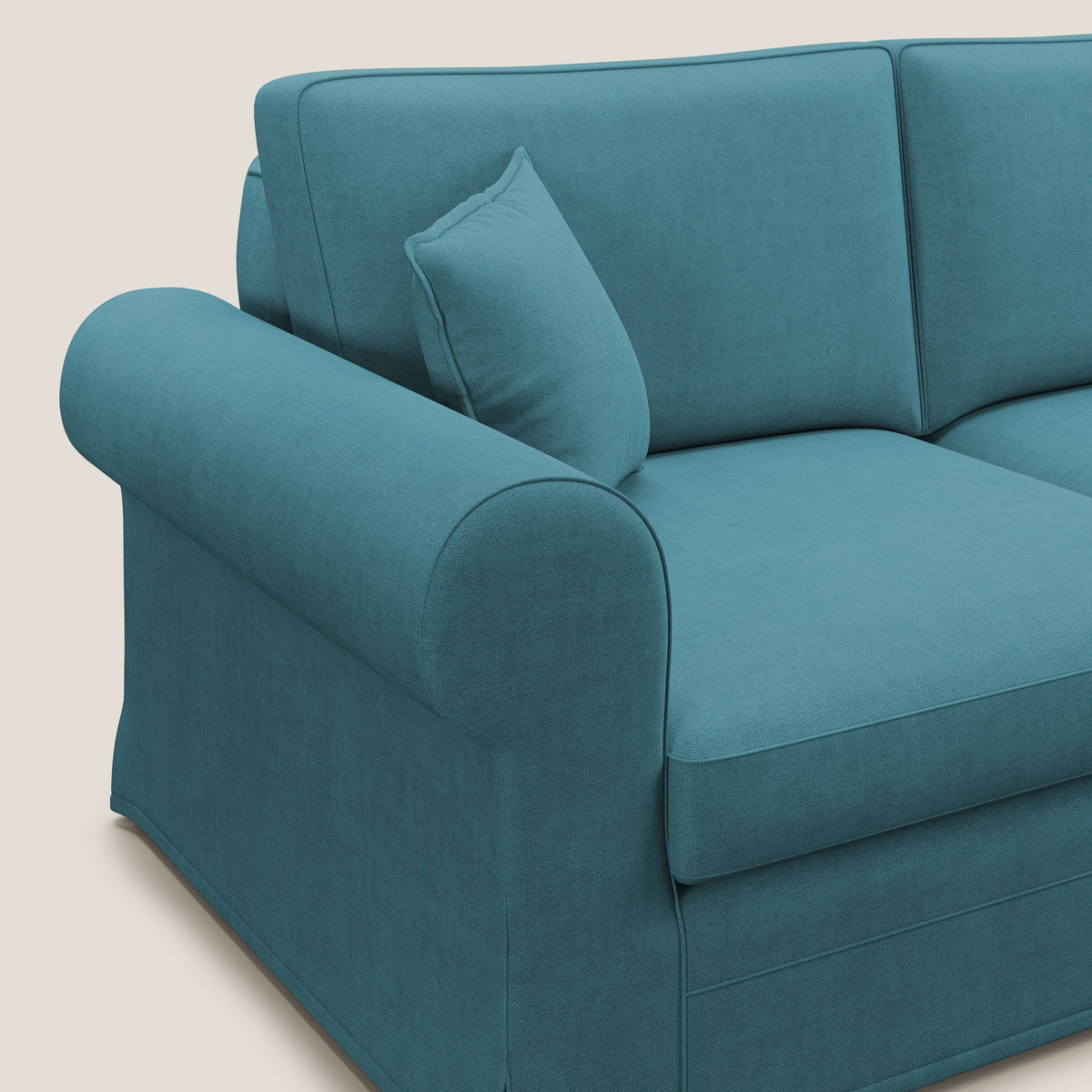 Lady divano classico in piuma d'oca realizzato con tessuto impermeabile T02 azzurro - divitt.sbs