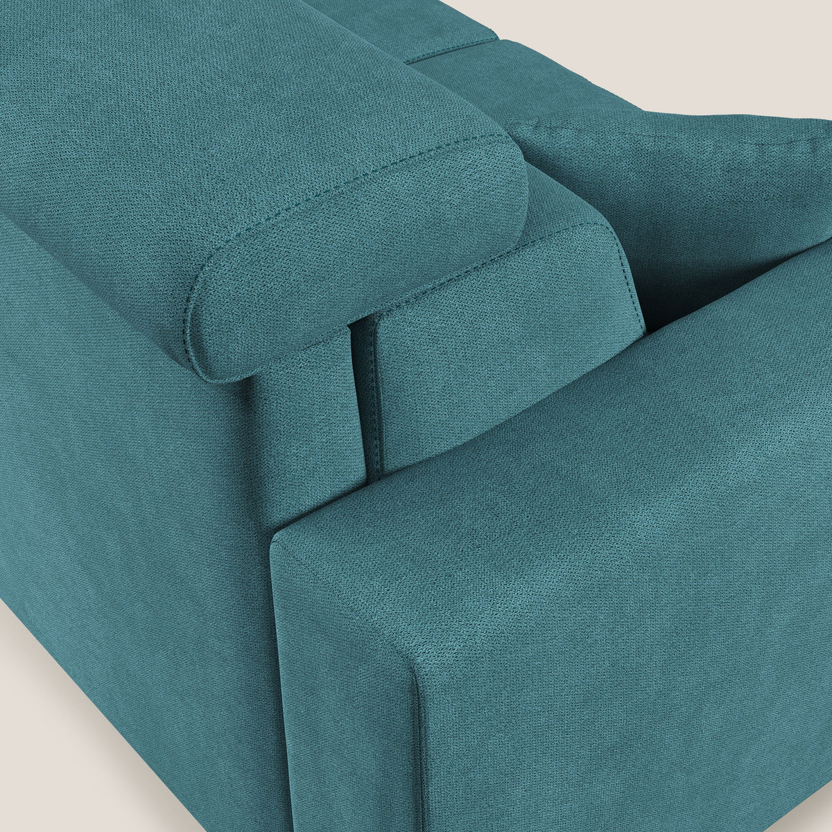 Pegaso divano letto angolare con poggiatesta reclinabili e rivestimento impermeabile T02 azzurro - divitt.sbs