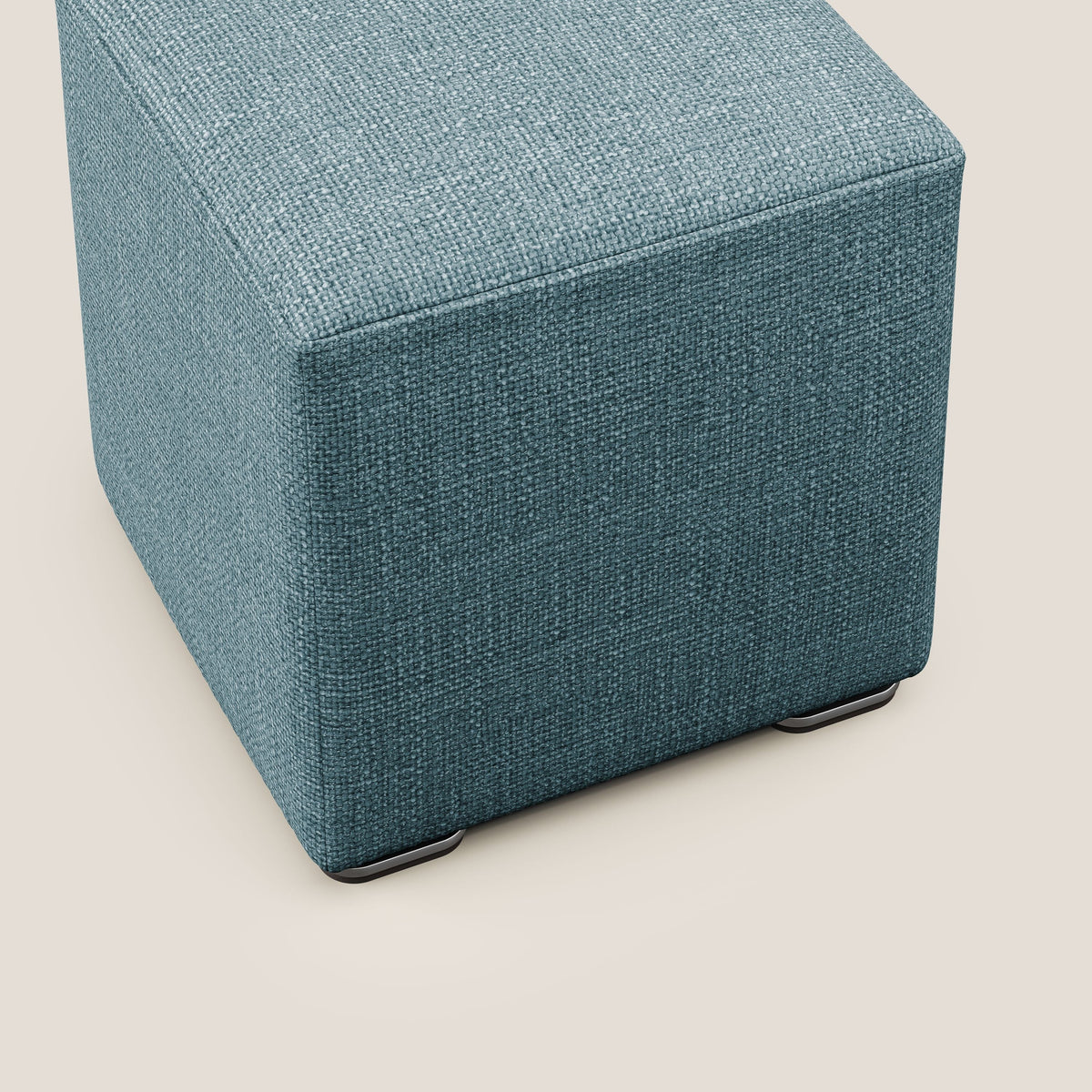 Cube pouf in morbido tessuto impermeabile ad intreccio melangiato T06 azzurro - divitt.sbs