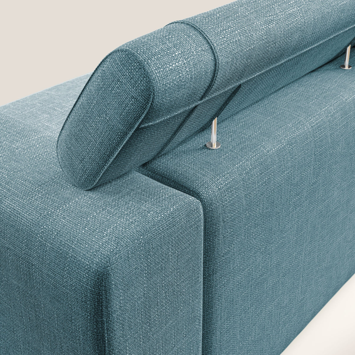 Vegas divano con poggiatesta reclinabili in morbido tessuto impermeabile T06 azzurro - divitt.sbs
