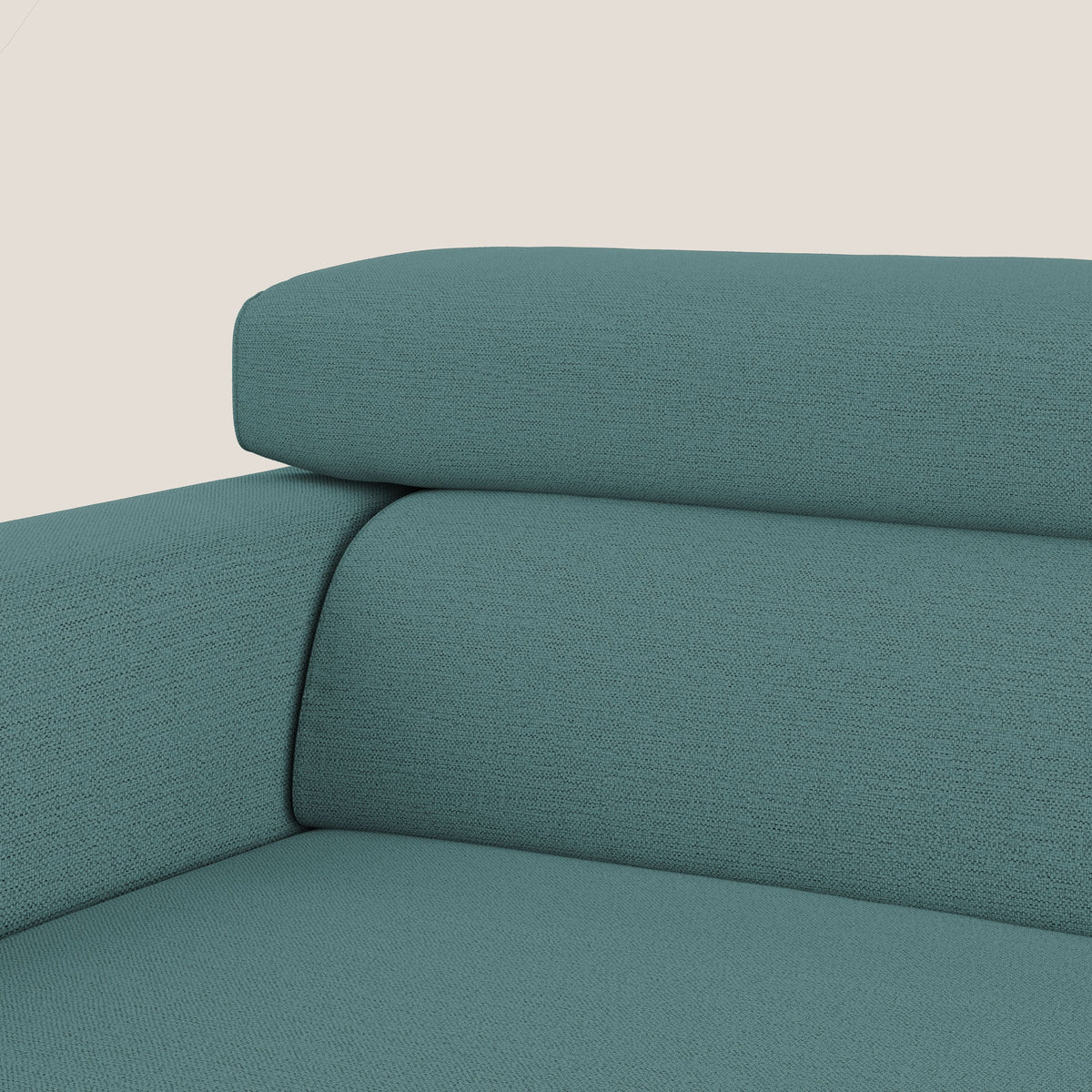 Dylan divano allungabile con pouf estraibile poggiapiedi in tessuto fiammato simil cotone impermeabile T19 petrolio - divitt.sbs