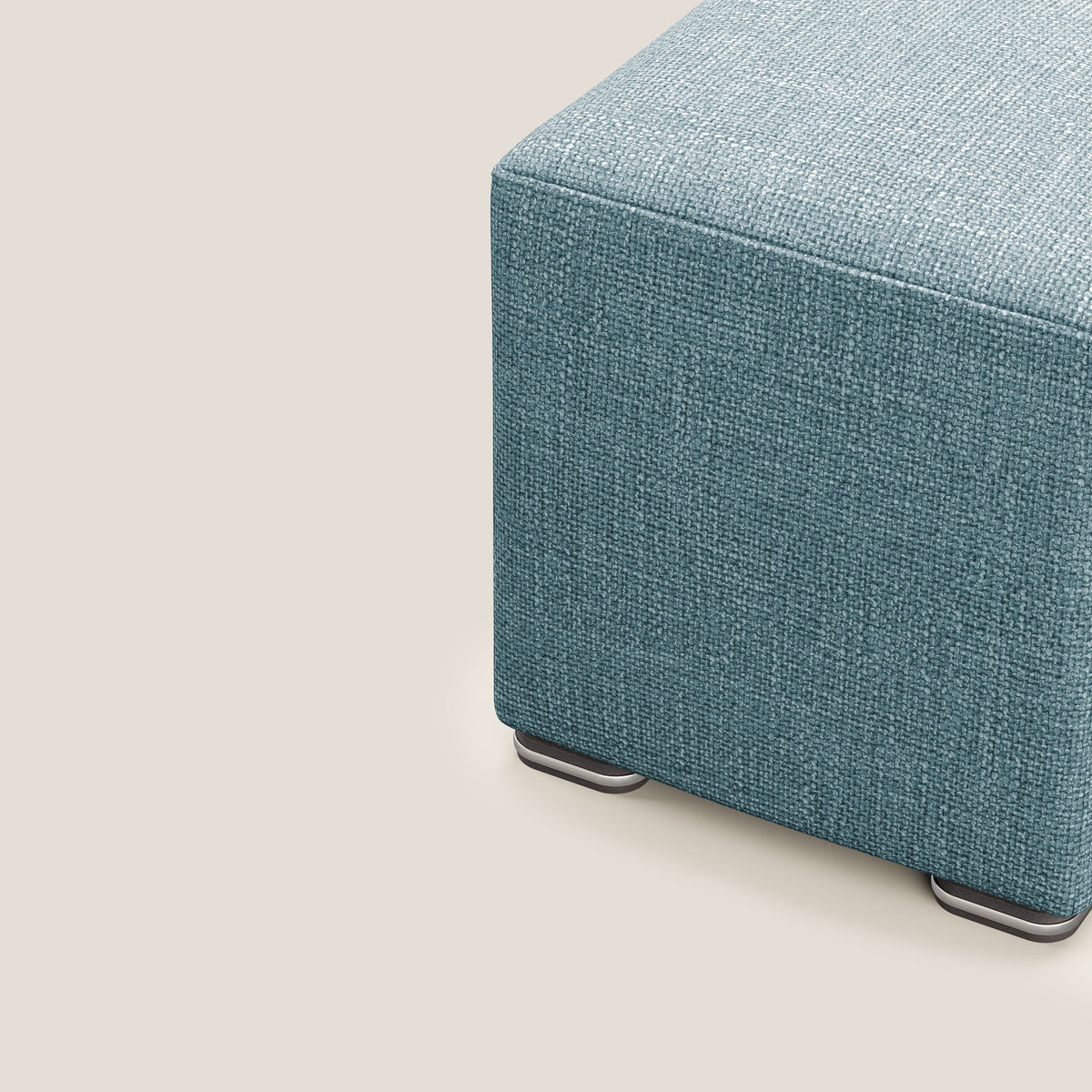 Cube pouf in morbido tessuto impermeabile ad intreccio melangiato T06 azzurro - divitt.sbs