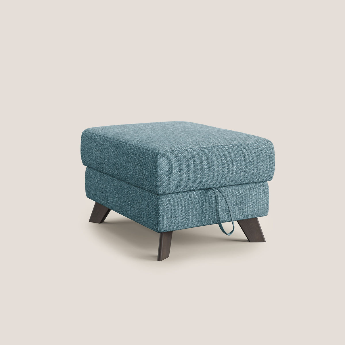 Moon Pouf contenitore e piedini alti in tessuto morbido ad intreccio soft-touch impermeabile T06 azzurro - divitt.sbs