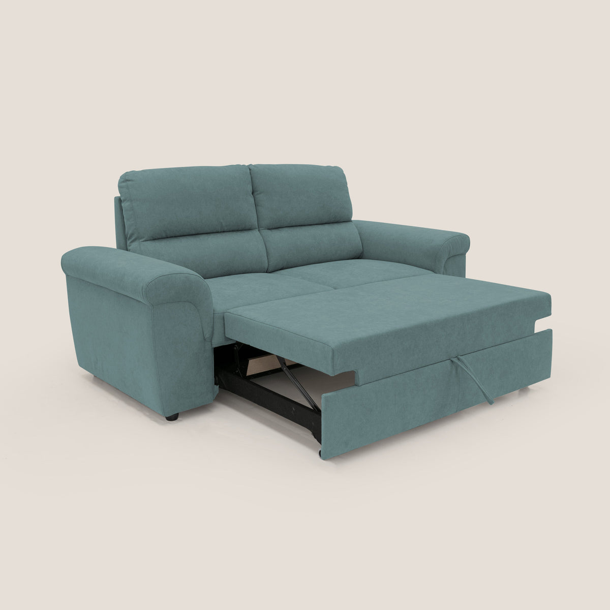 Minerva divano con pouf estraibile poggiapiedi in tessuto morbido impermeabile T02 petrolio - divitt.sbs