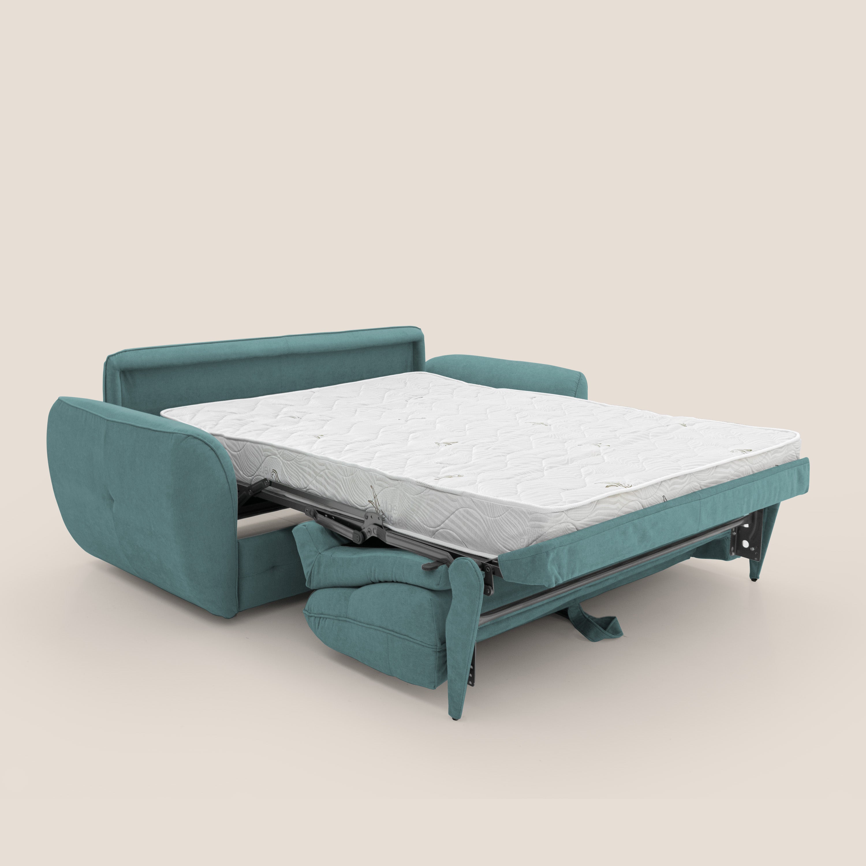 Zeus Divano letto scandinavo con schienale alto in tessuto impermeabile T02 petrolio - divitt.sbs