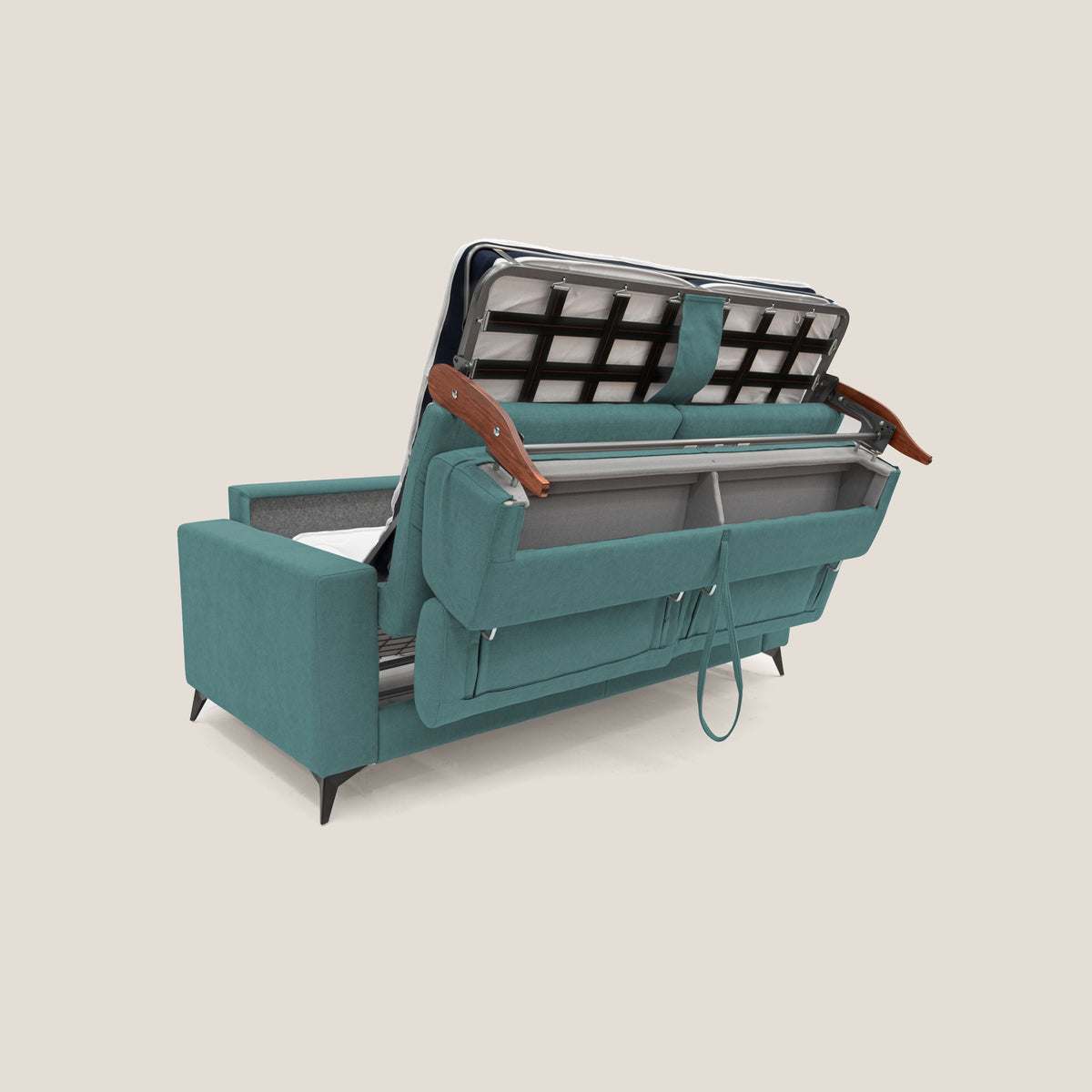 Pegaso divano letto con poggiatesta reclinabili e rivestimento T02 petrolio - divitt.sbs