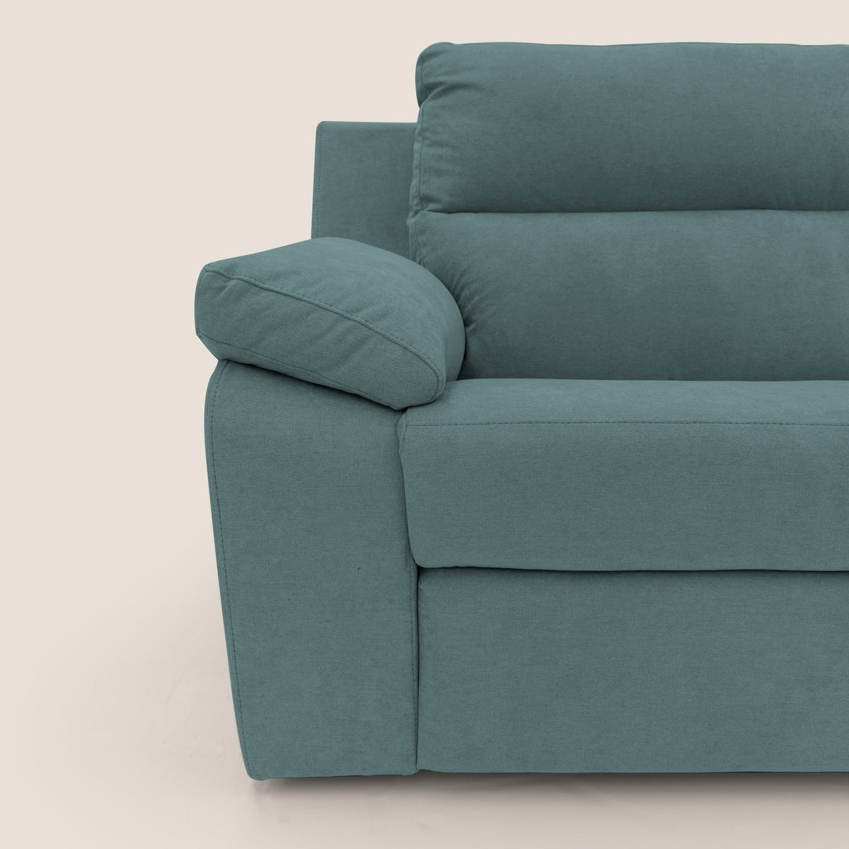 Romeo Divano relax con recliner elettrico in morbido tessuto impermeabile T02 petrolio - divitt.sbs