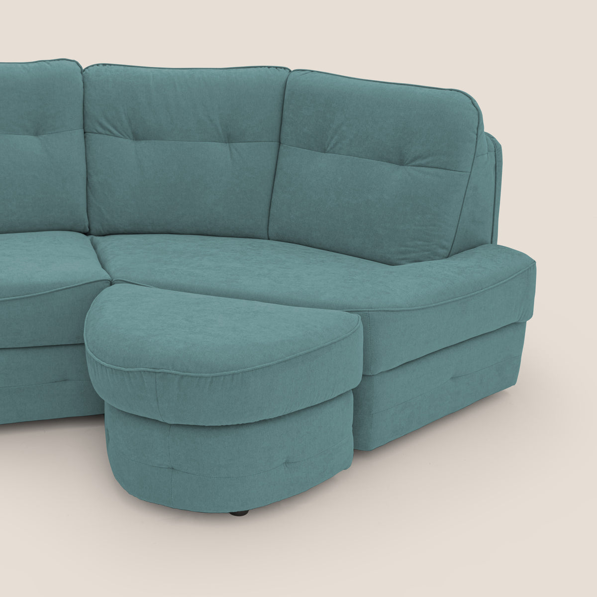 Zeus divano letto angolare con materasso H18 cm pouf mobile in tessuto impermeabile T02 petrolio - divitt.sbs