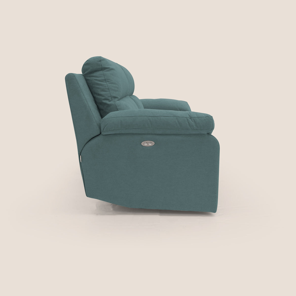Romeo Divano relax con recliner elettrico in morbido tessuto impermeabile T02 petrolio - divitt.sbs