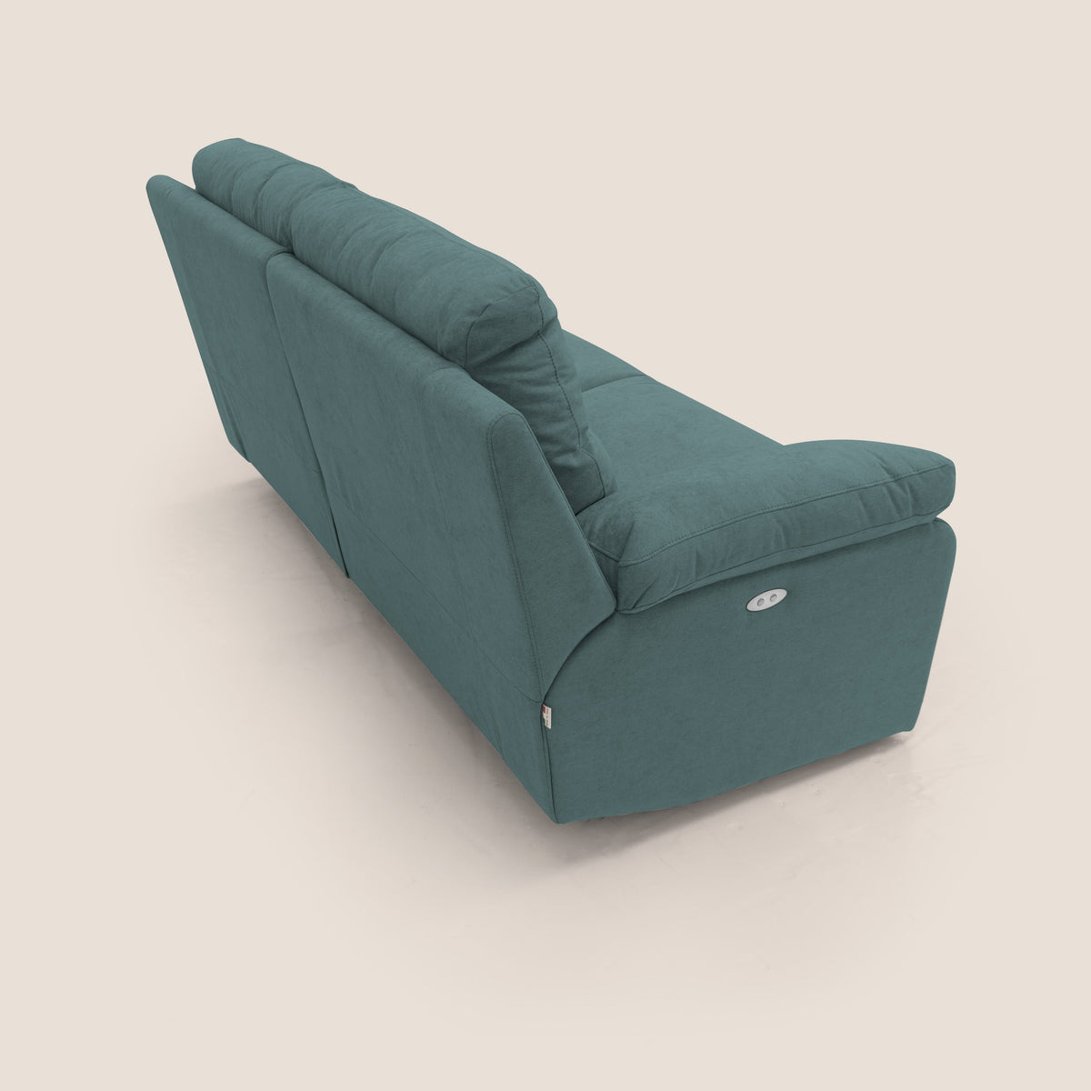 Romeo Divano relax con recliner elettrico in morbido tessuto impermeabile T02 petrolio - divitt.sbs