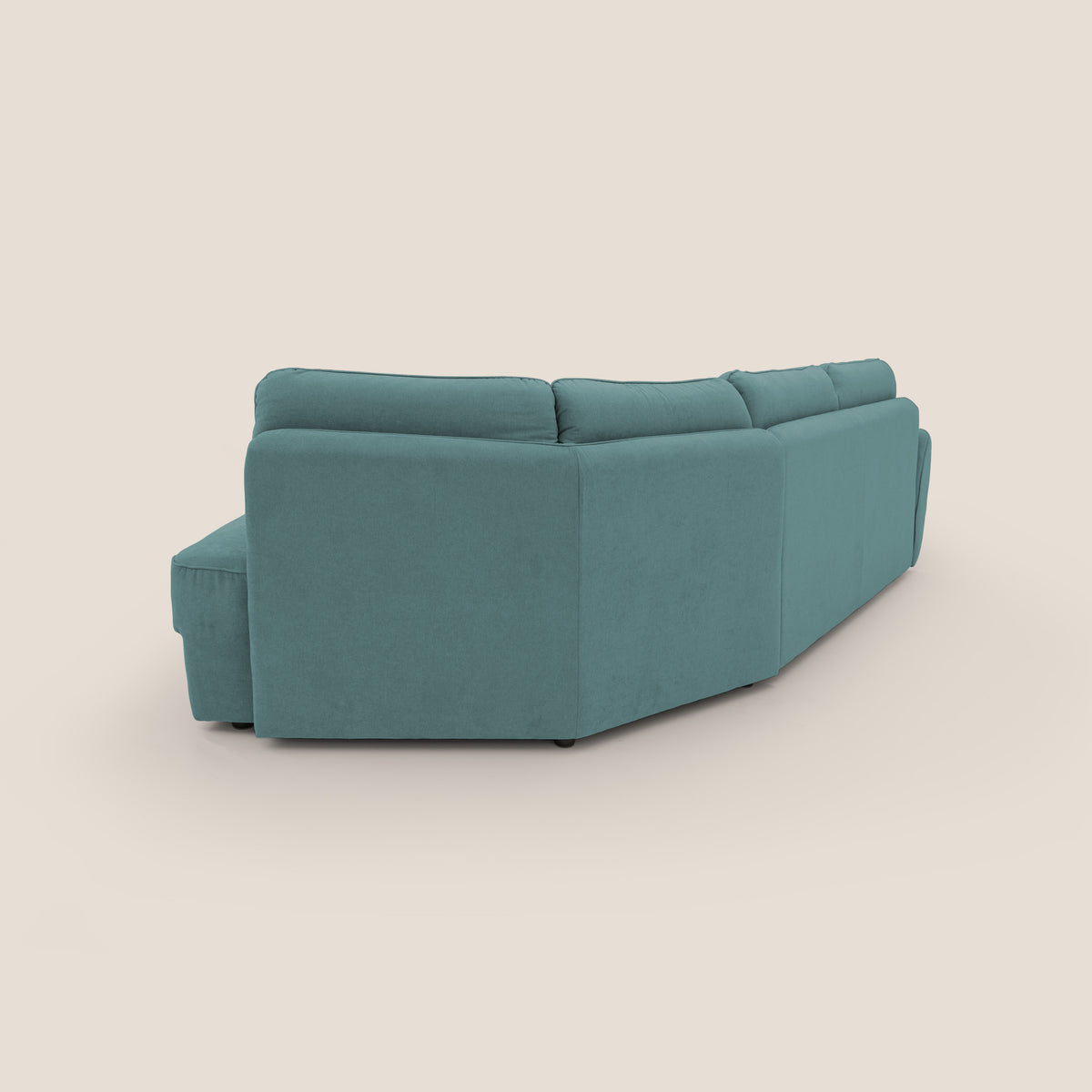 Zeus divano letto angolare con materasso H18 cm pouf mobile in tessuto impermeabile T02 petrolio - divitt.sbs