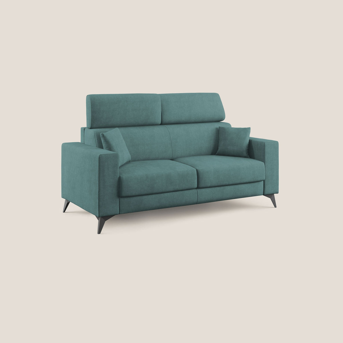 Pegaso divano letto con poggiatesta reclinabili e rivestimento T02 petrolio - divitt.sbs